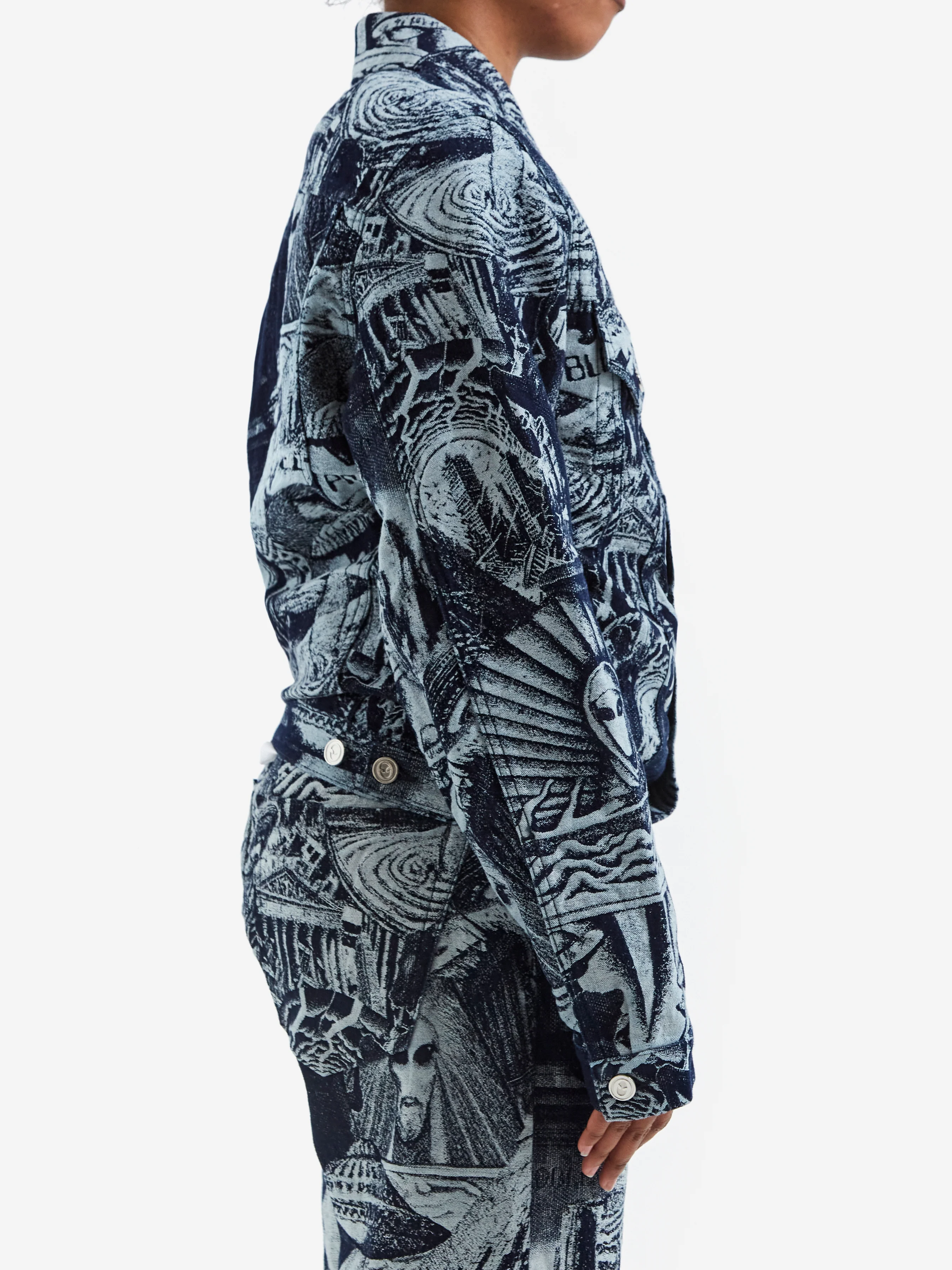 No Problemo Apocalypse Jacquard Trucker Jacket W - Blue - Image 3