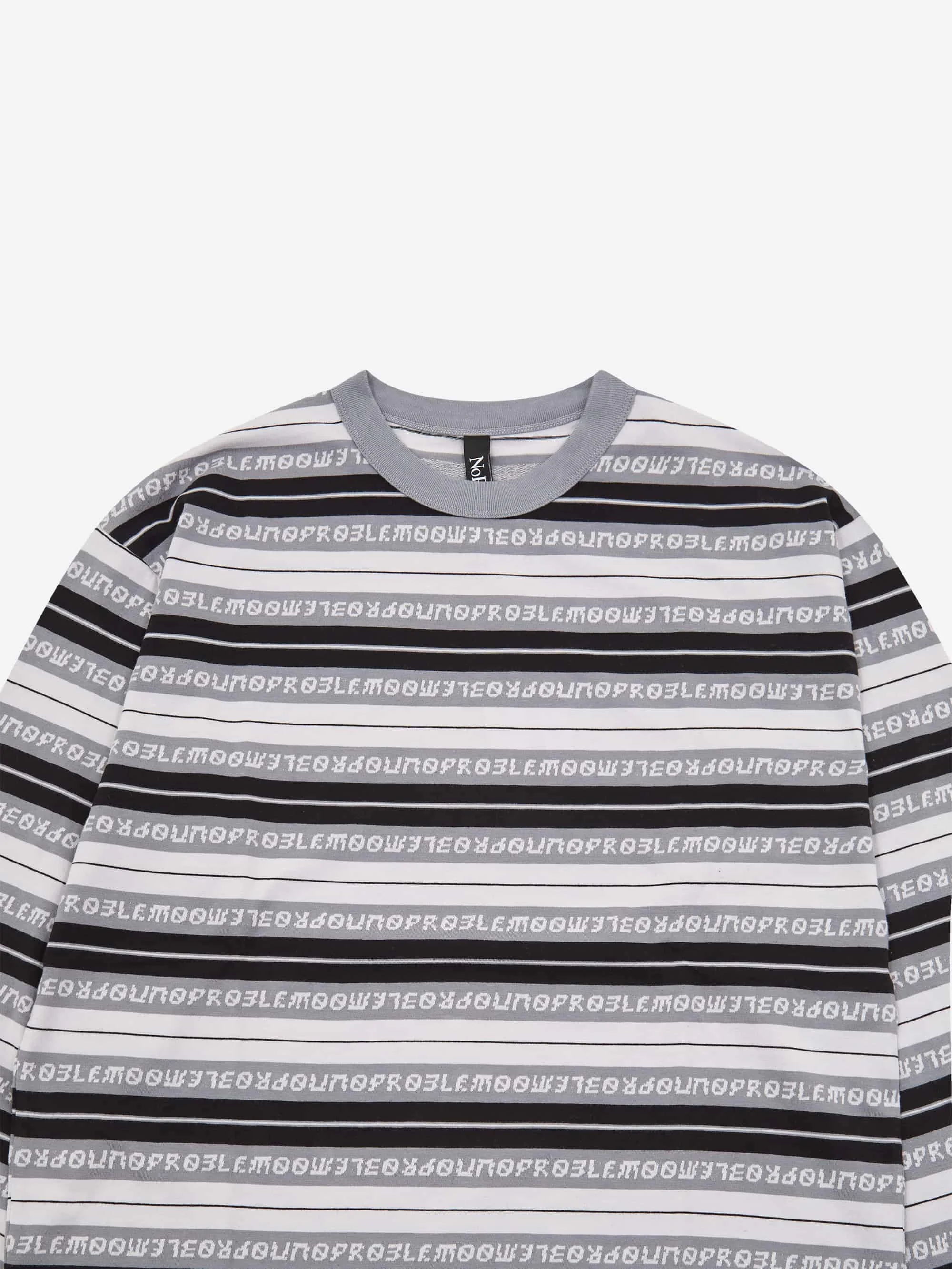 No Problemo Jacquard Stripe Long Sleeve Tee - Black - Image 2
