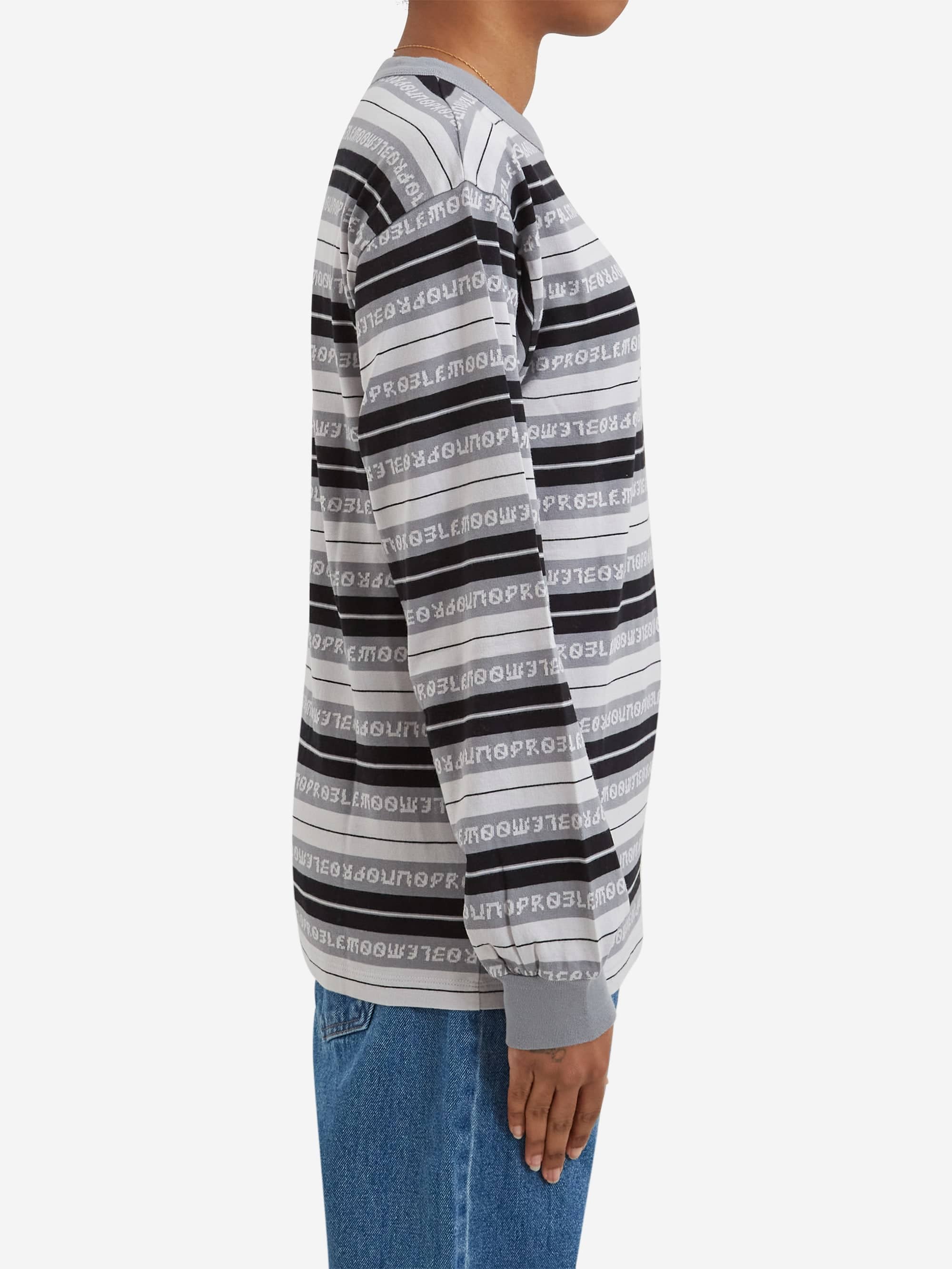 No Problemo Jacquard Stripe Longsleeve Tee W - Black - Image 2