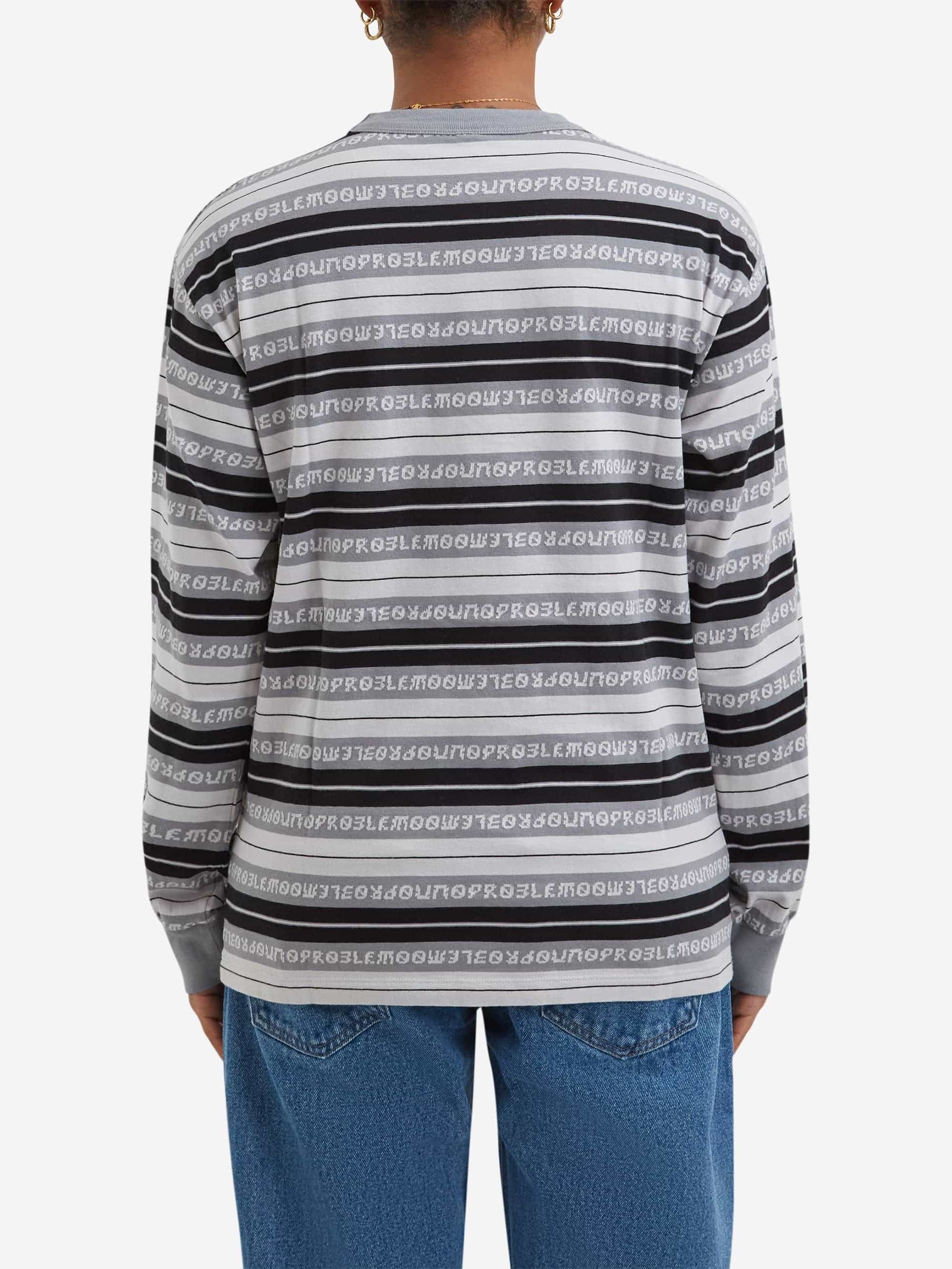 No Problemo Jacquard Stripe Longsleeve Tee W - Black - Image 3