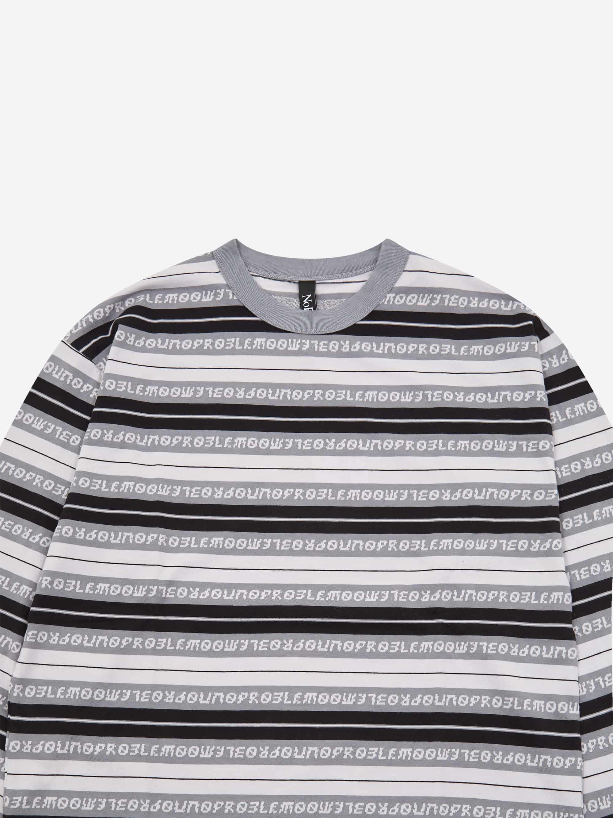 No Problemo Jacquard Stripe Longsleeve Tee W - Black - Image 5