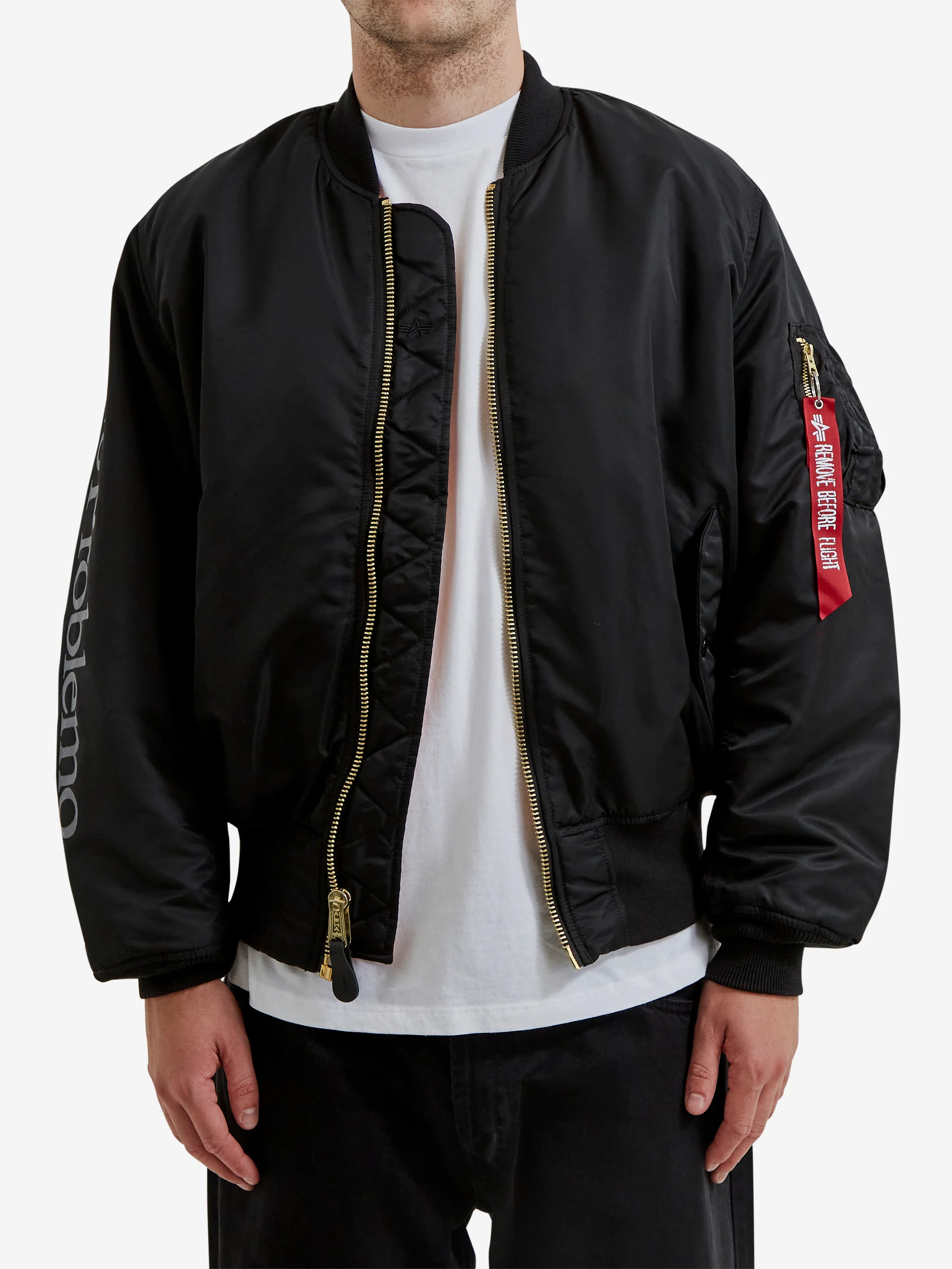No Problemo x Alpha Industries No War MA-1 Jacket - Black - Image 2