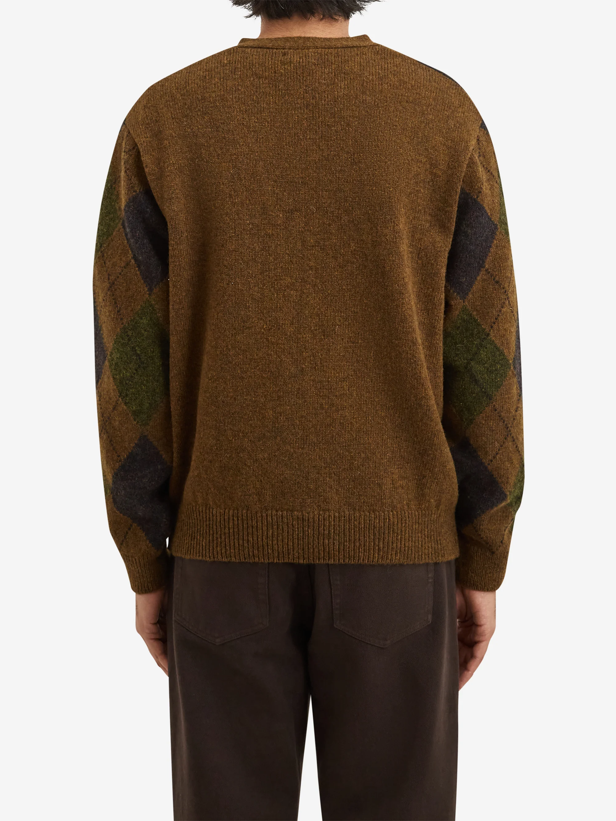 Noah Argyle Shetland Cardigan - Olive / Midnight / Pine - Image 6