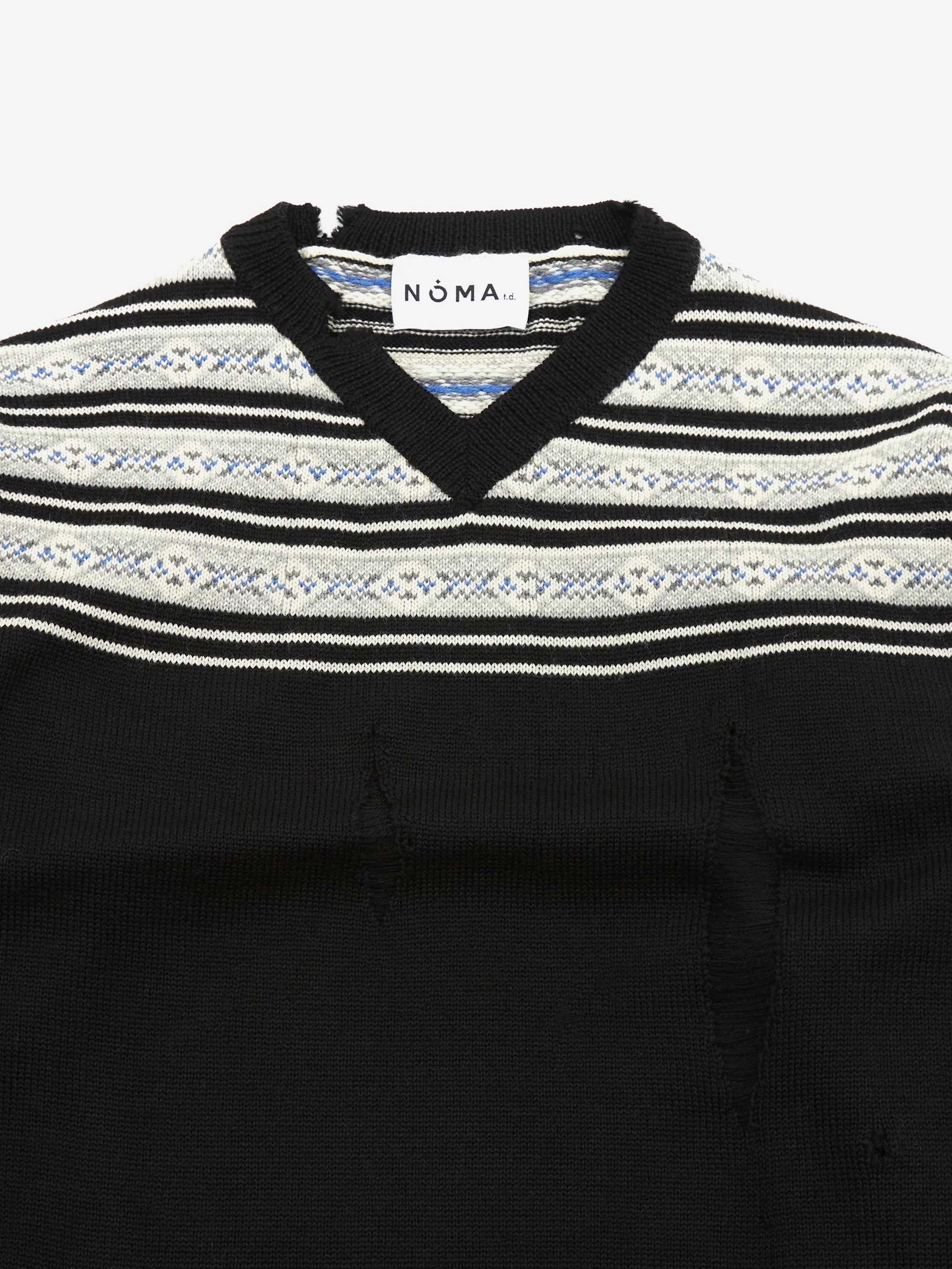 NÒMARYTHM TEXTILE Fair Isle Damaged Sweater - Black - Image 3