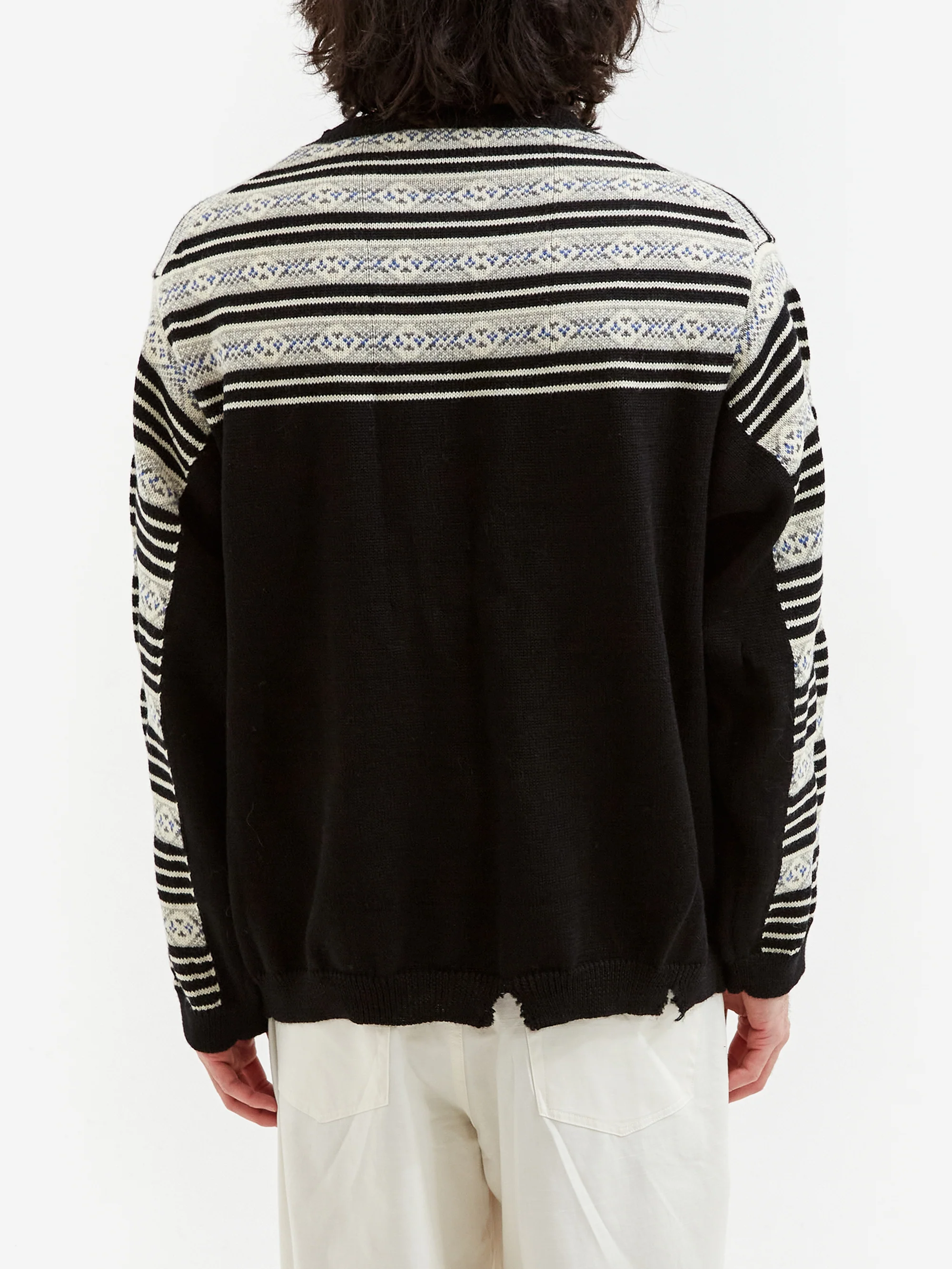 NÒMARYTHM TEXTILE Fair Isle Damaged Sweater - Black - Image 6