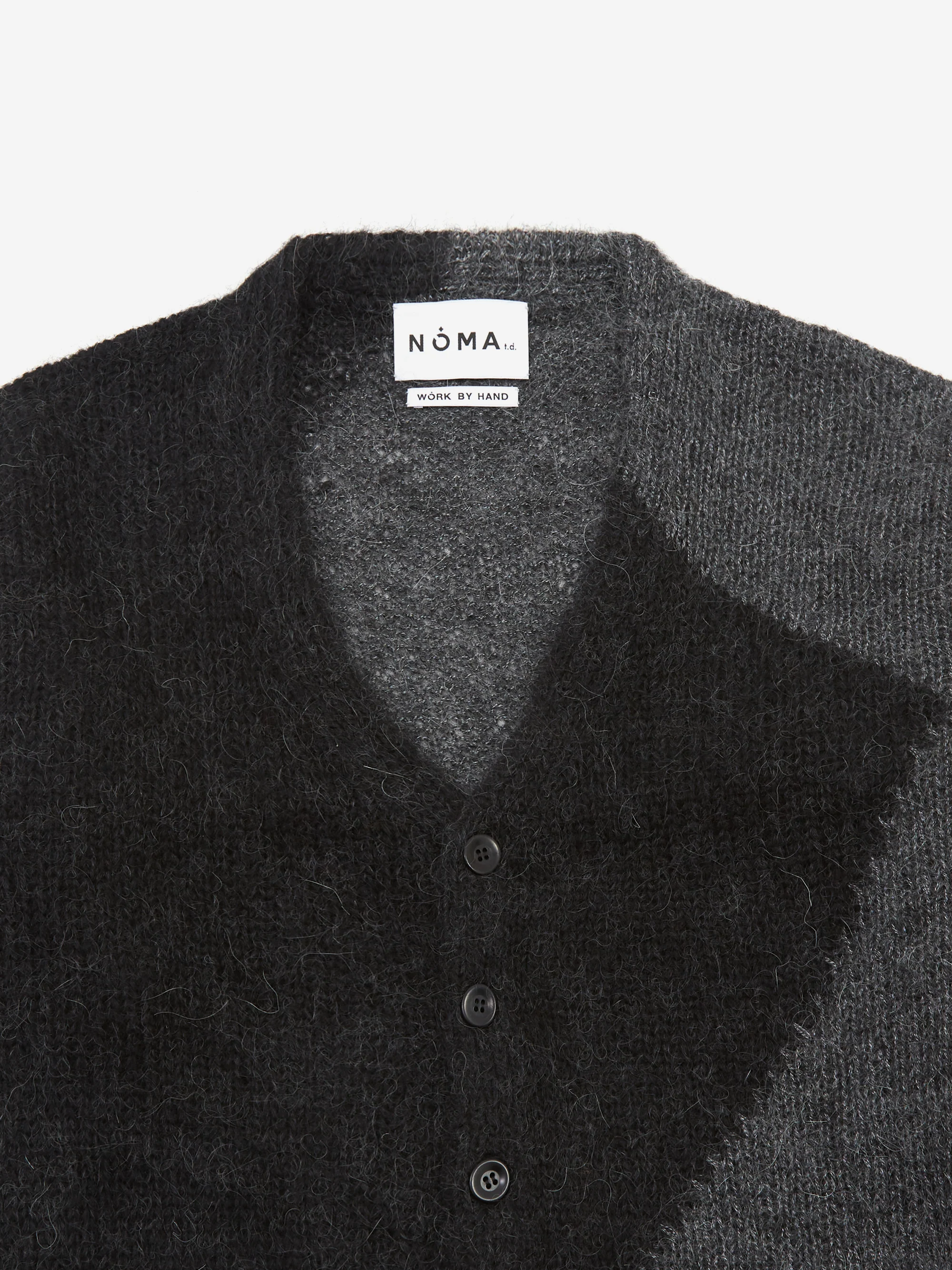 NÒMARYTHM TEXTILE Hand Knitted Mohair Cardigan - Black - Image 3