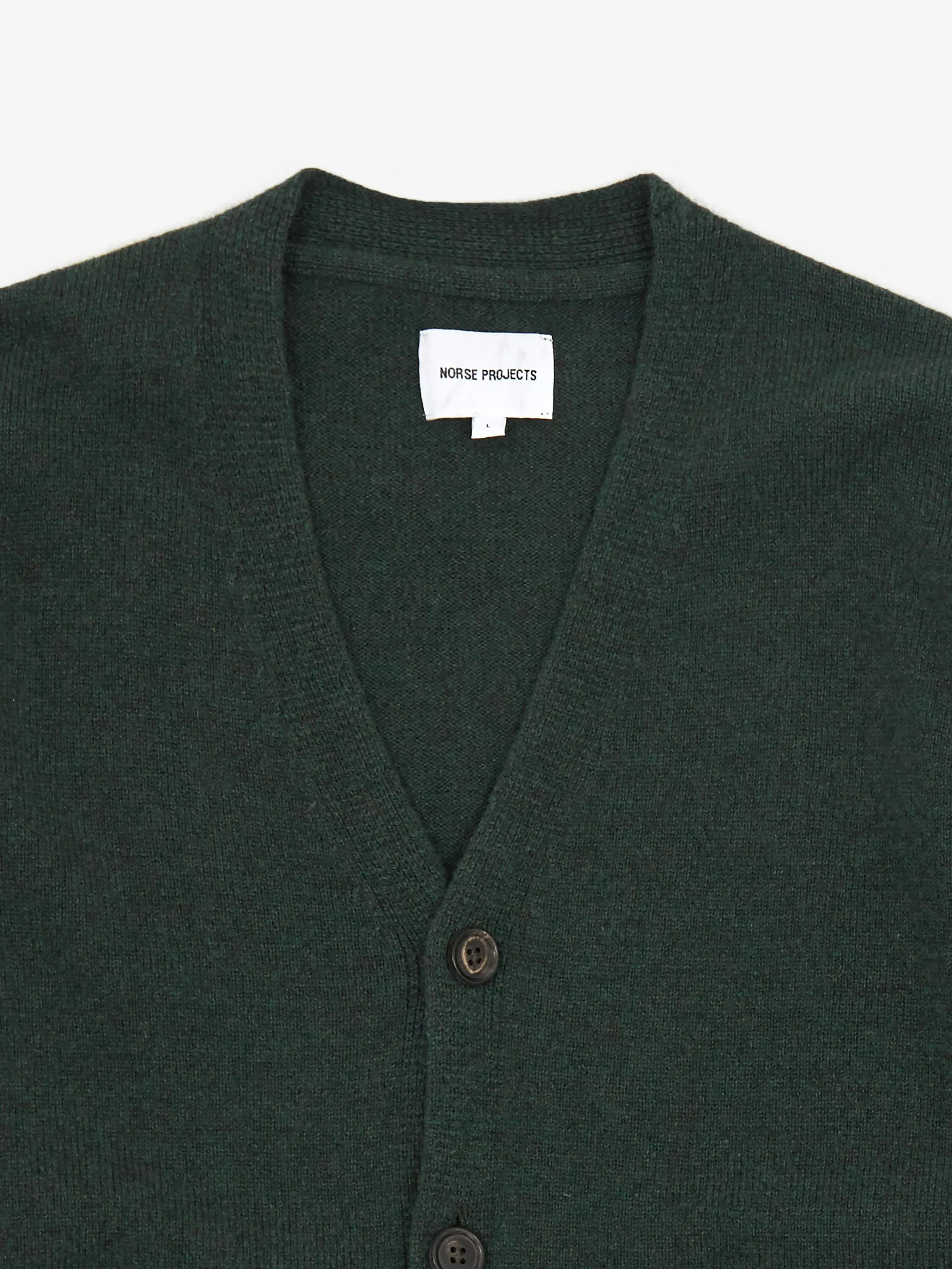 Norse Projects Adam Lambswool Cardigan - Forest Green - Image 3