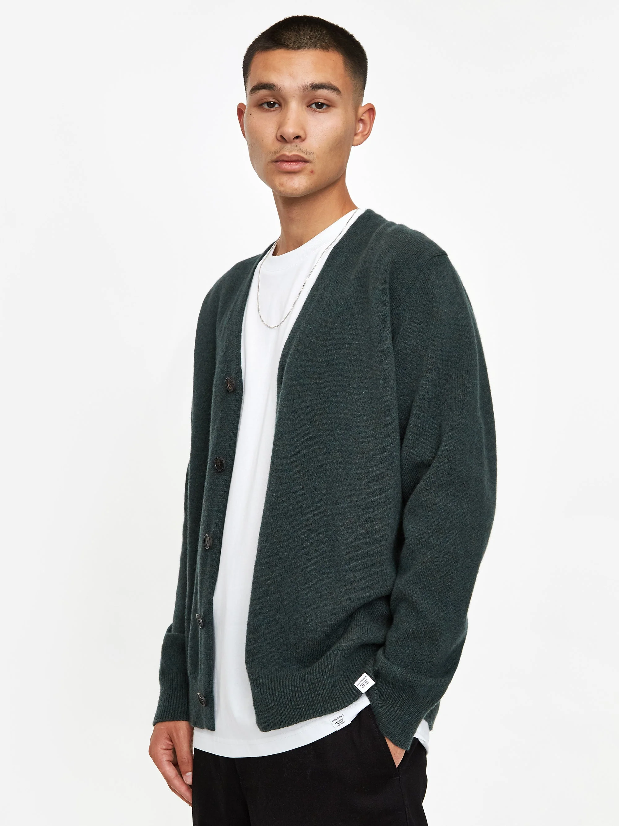 Norse Projects Adam Lambswool Cardigan - Forest Green - Image 6