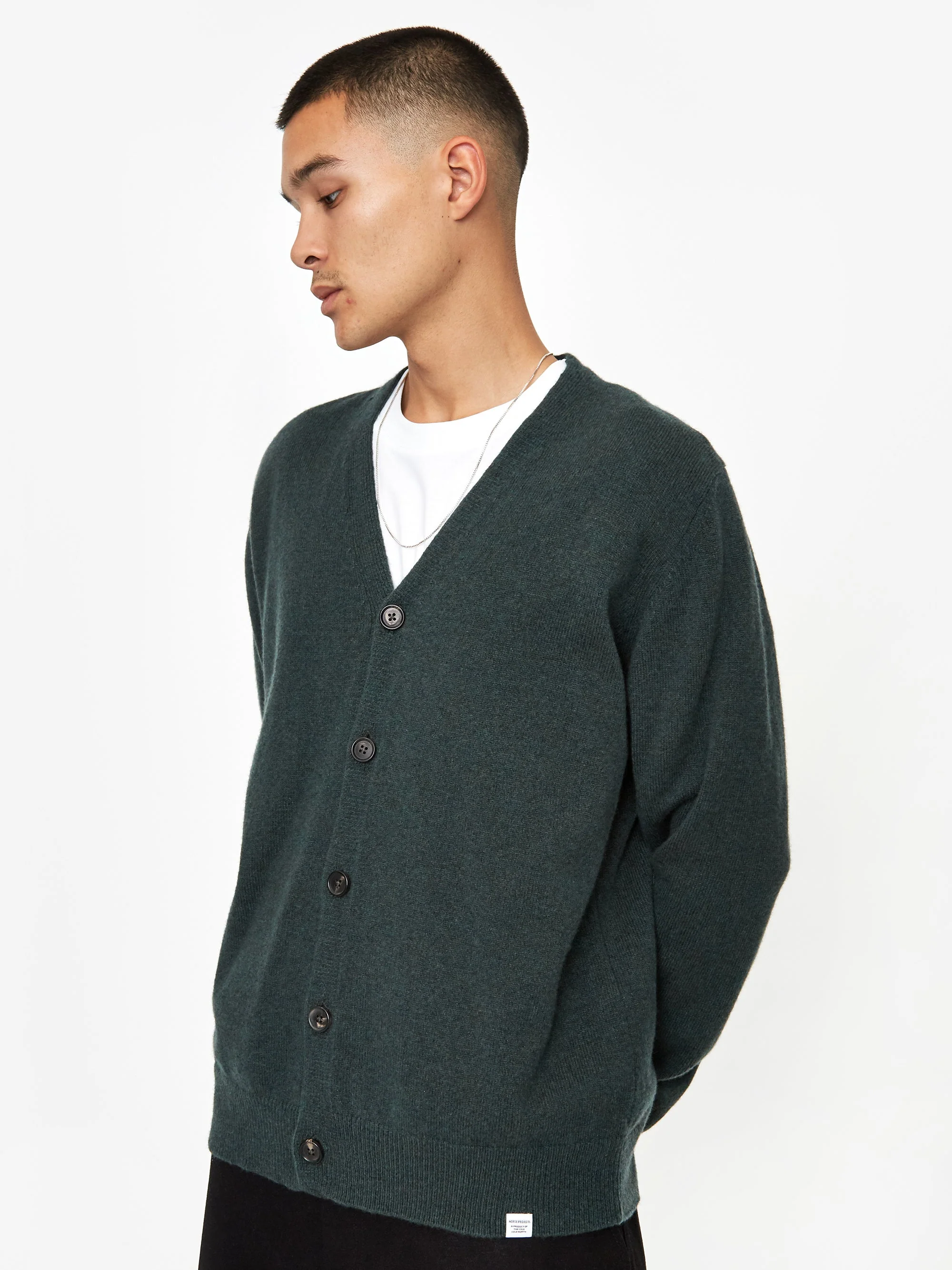 Norse Projects Adam Lambswool Cardigan - Forest Green - Image 8