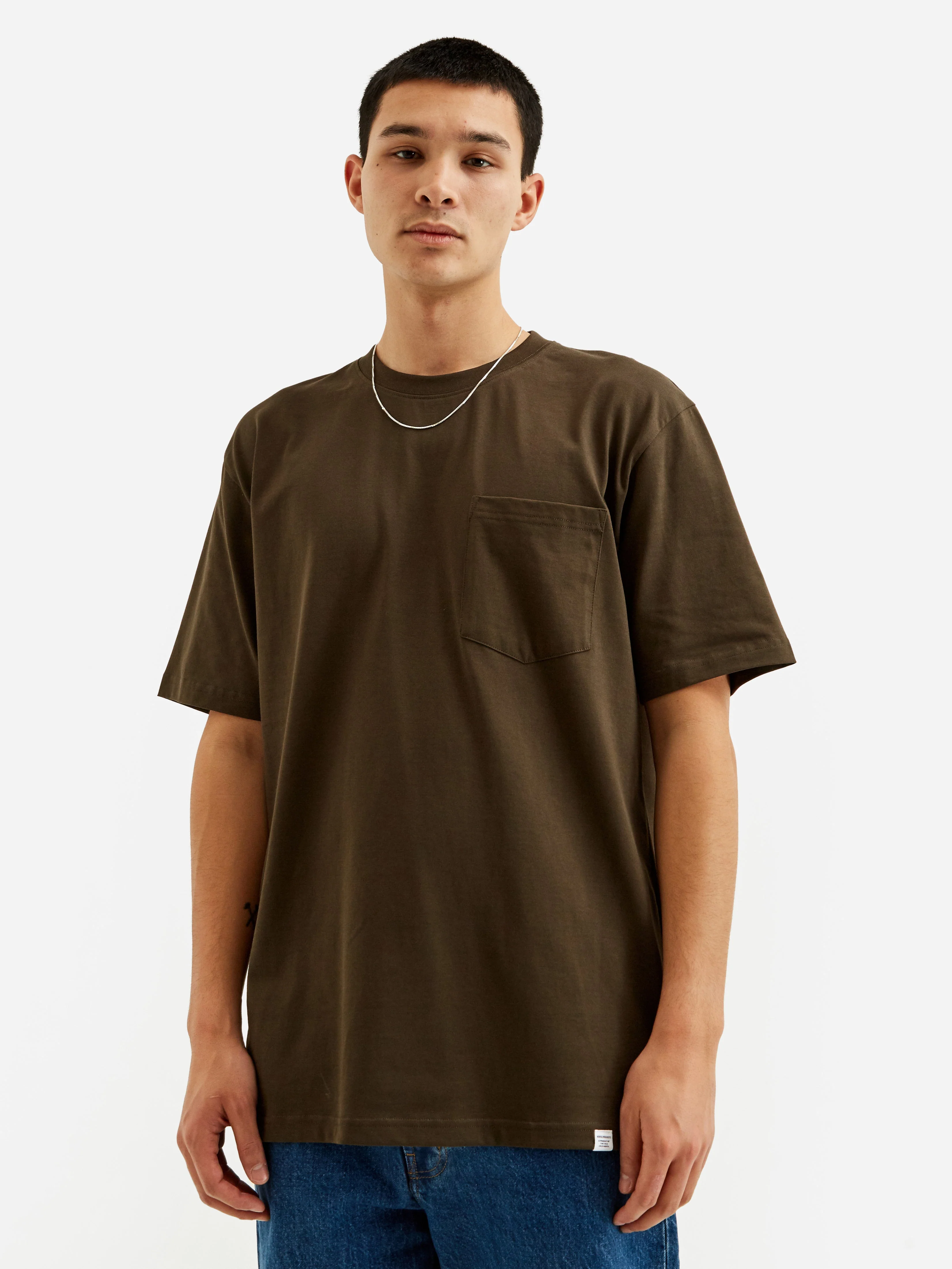 Norse Projects Johannes Standard Pocket Short Sleeve T-Shirt - Beech Green - Image 6
