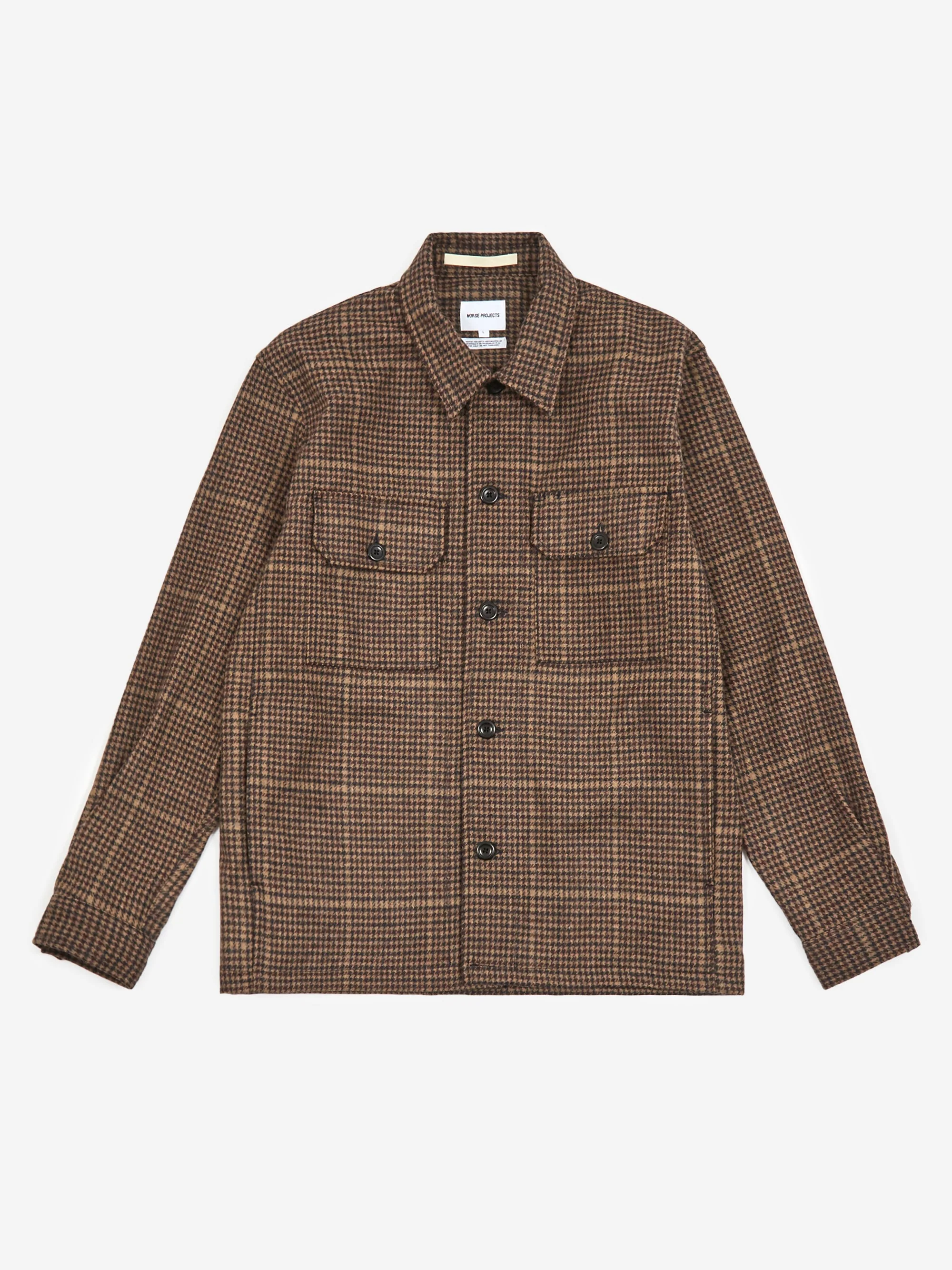 Norse Projects Kyle Wool Longsleeve Shirt - Utility Khaki Check - Image 2