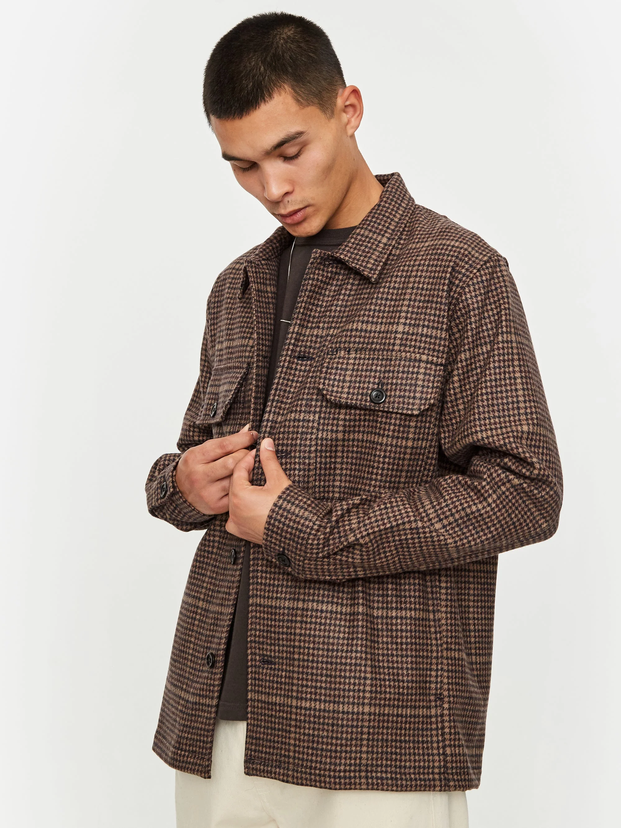 Norse Projects Kyle Wool Longsleeve Shirt - Utility Khaki Check - Image 5