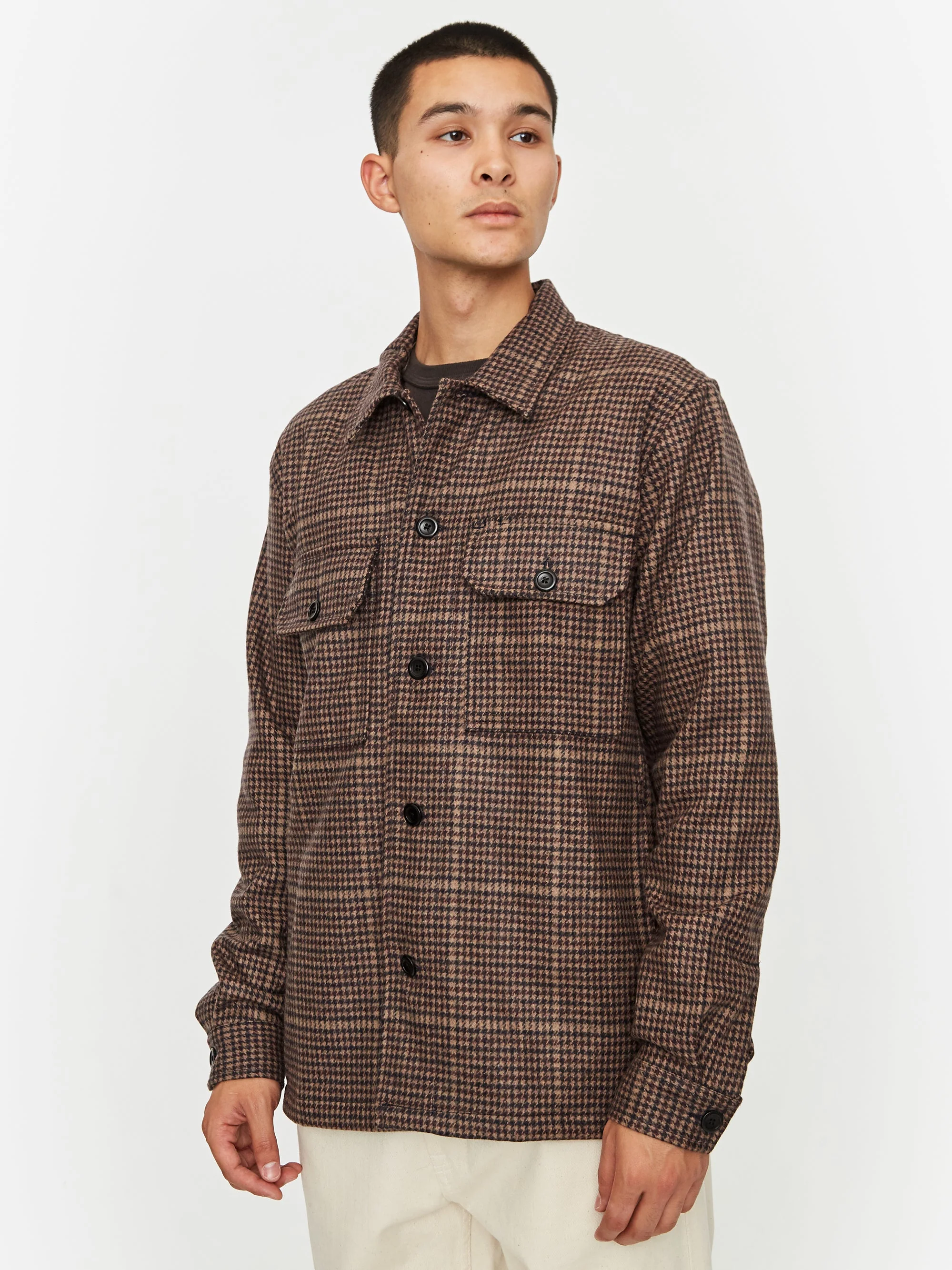 Norse Projects Kyle Wool Longsleeve Shirt - Utility Khaki Check - Image 7