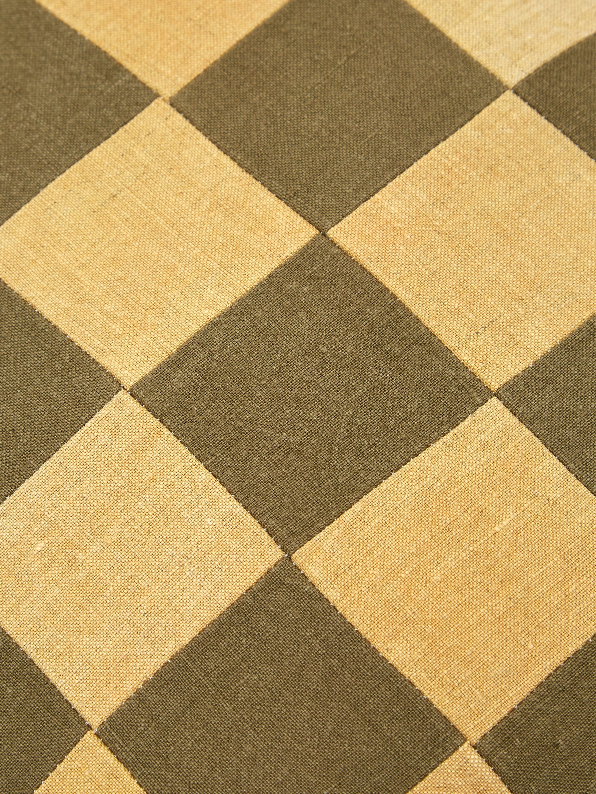 Opah Store Checker Cushion - Khaki Orange - Image 2