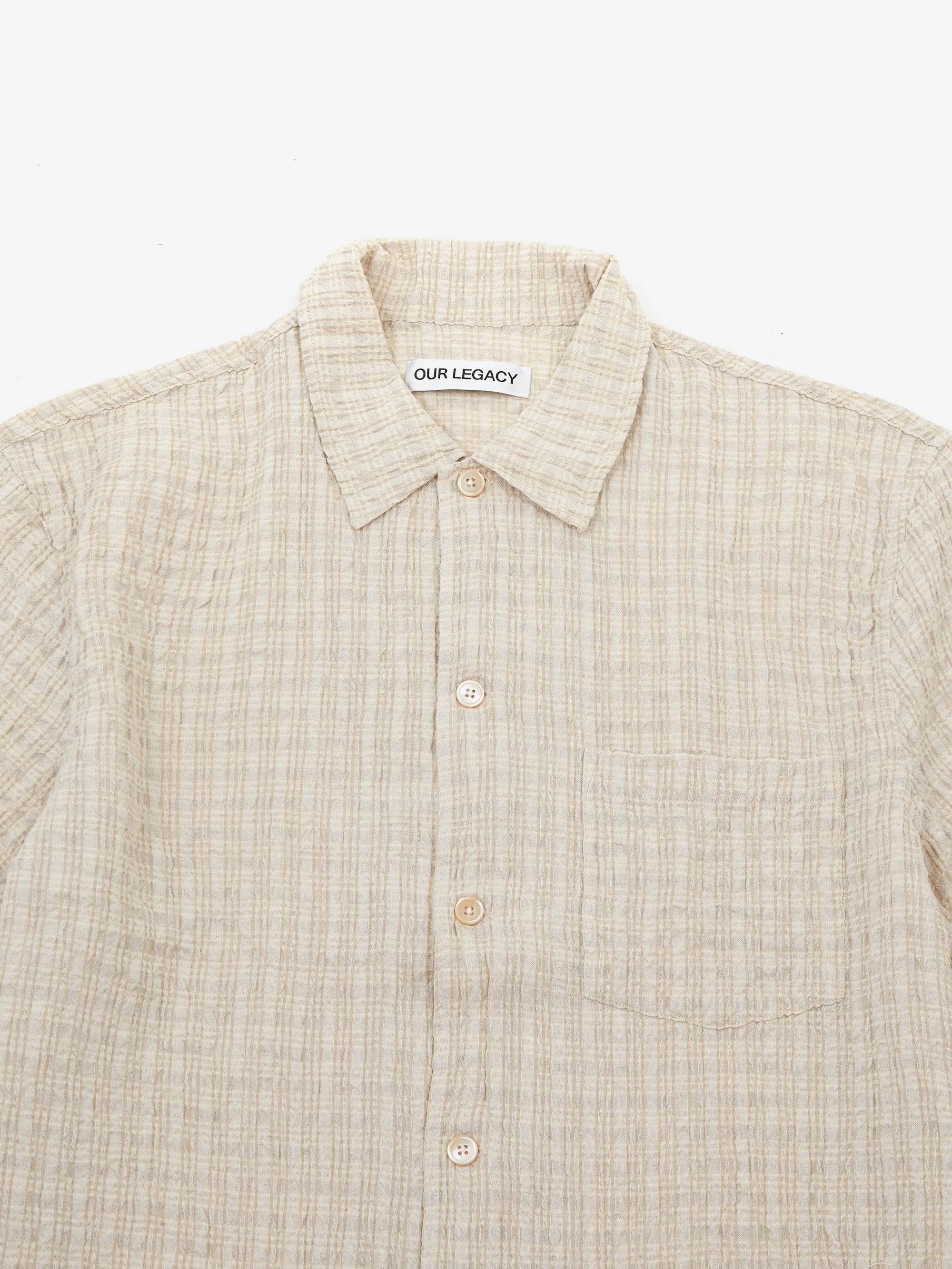 Our Legacy Box Shirt Shortsleeve - Light Authentic Seersucker - Image 3