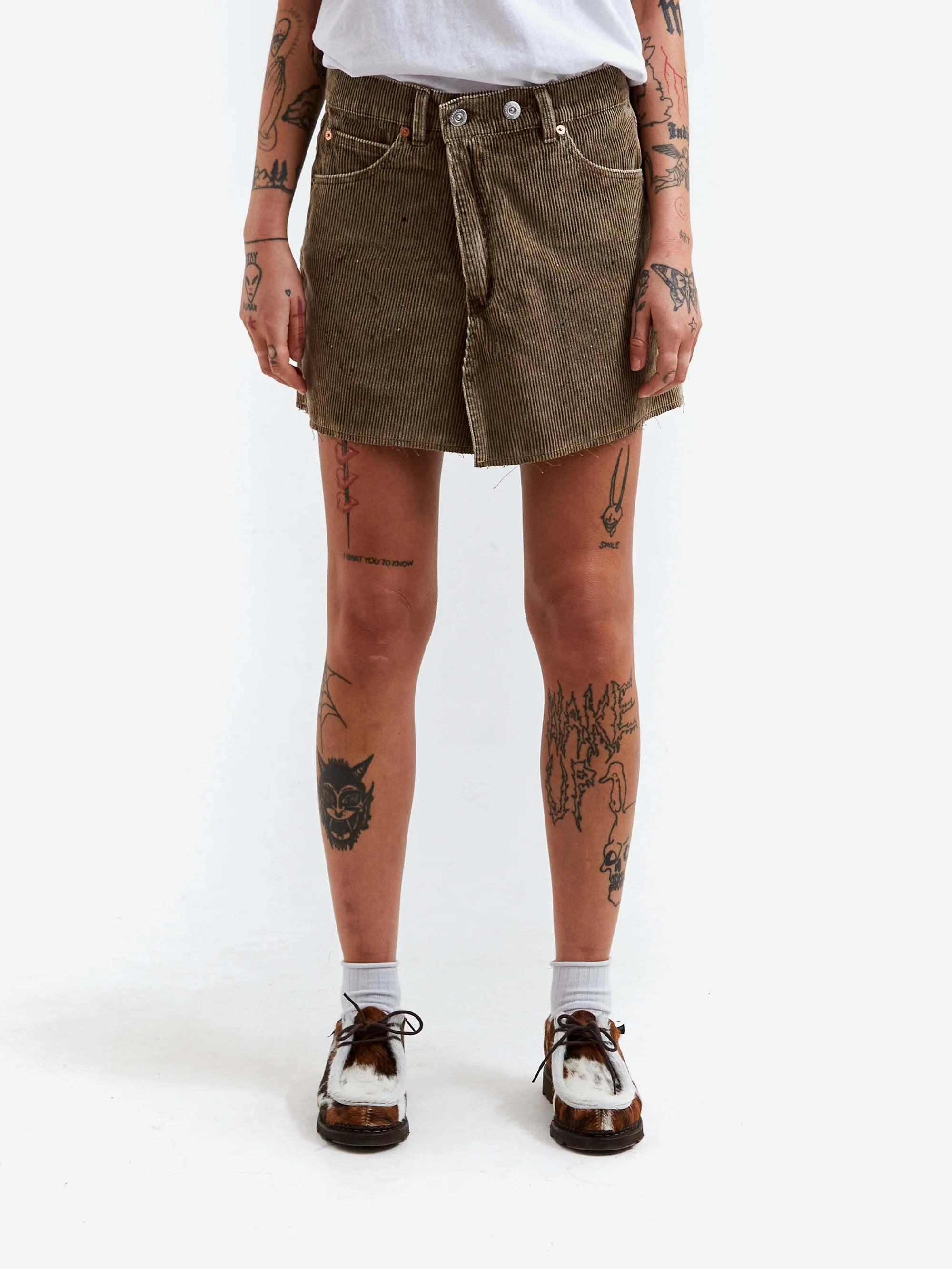 Our Legacy Cover Skirt - Brown Enzyme Splatter Cord