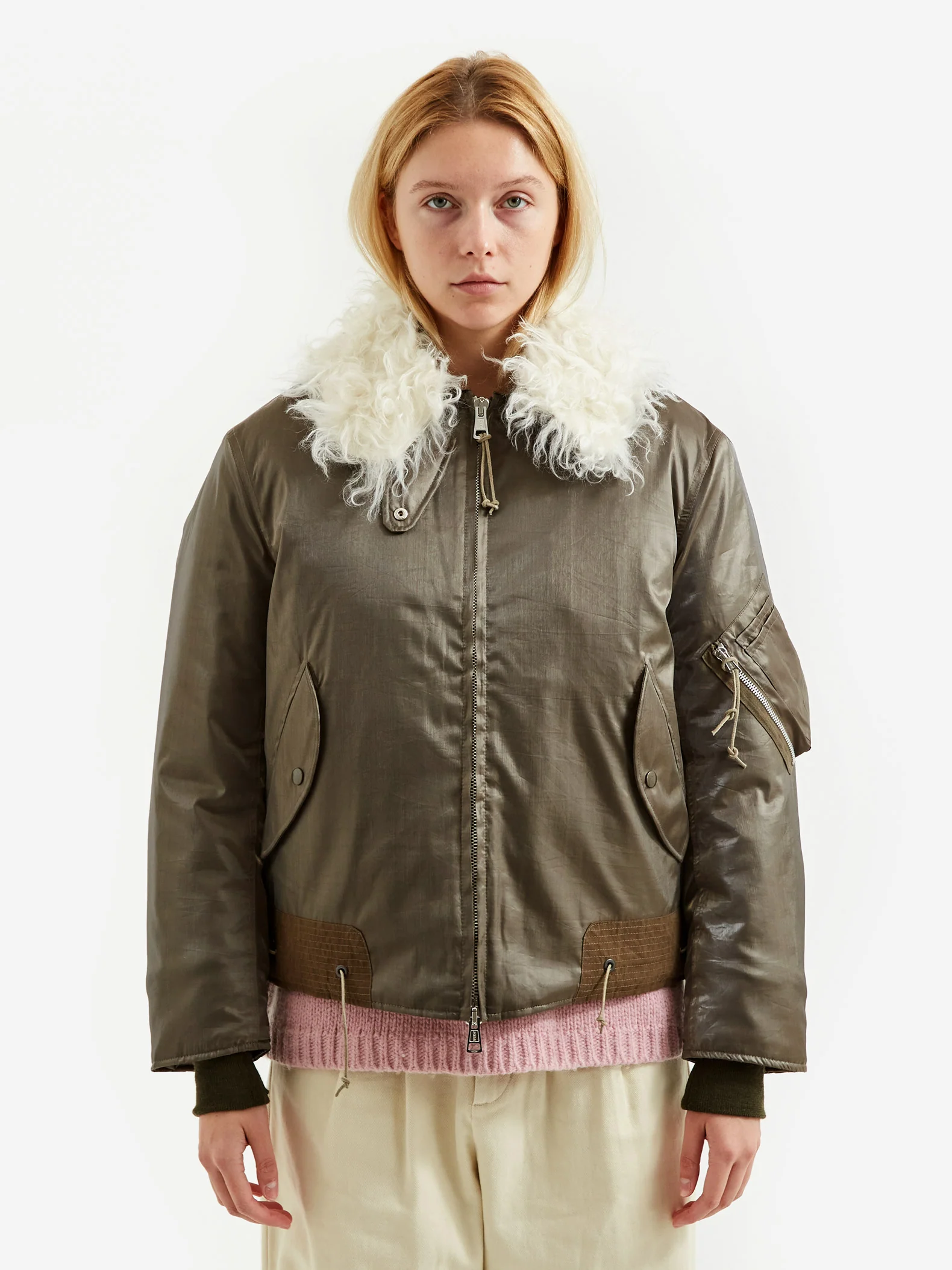 Our Legacy Glyptodon Bomber W - Army Green Shimmer Tech - Image 3