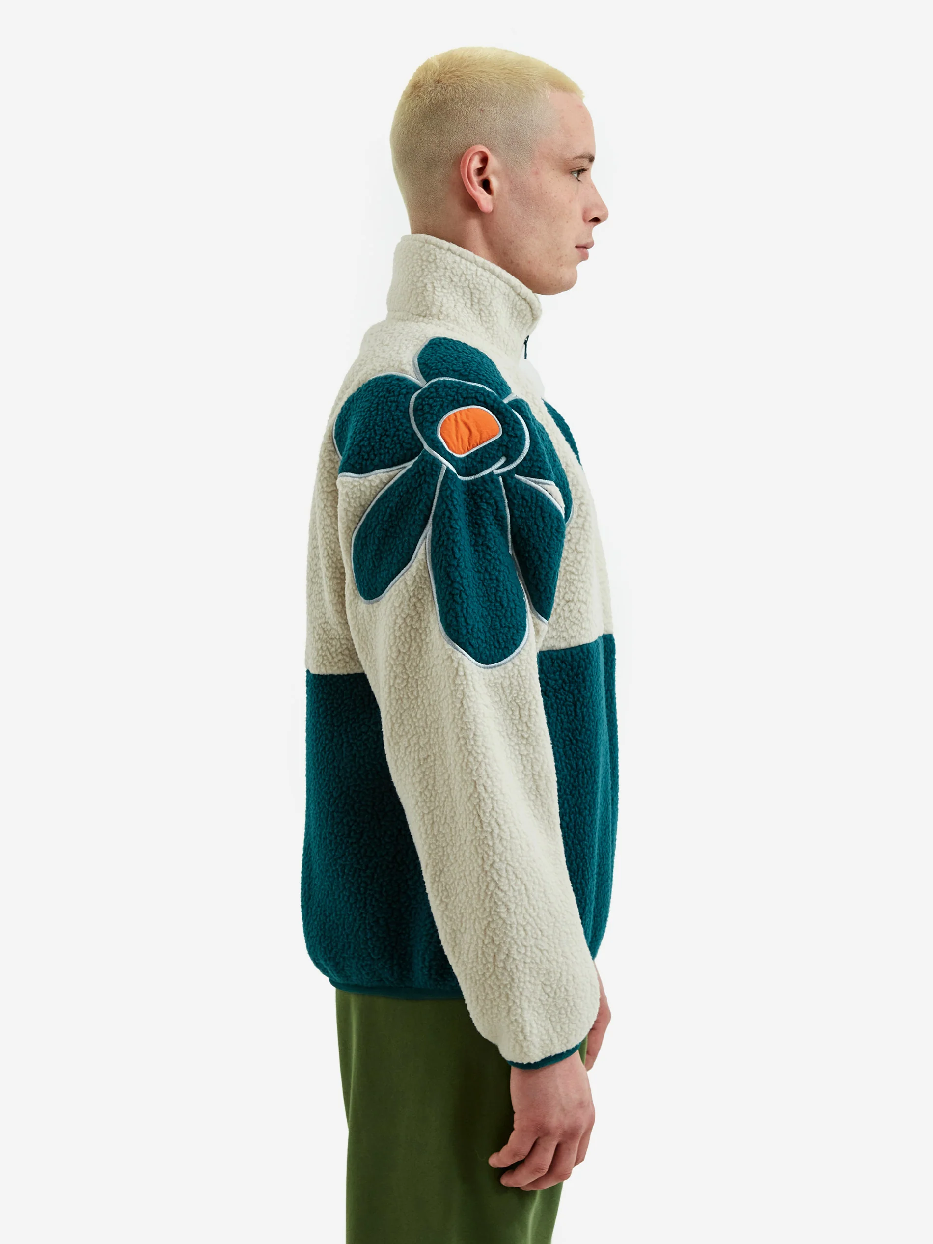 PAM Perks And Mini Mirage 1/2 Zip Recycled Shearling Anorak - North Sea Fog - Image 6