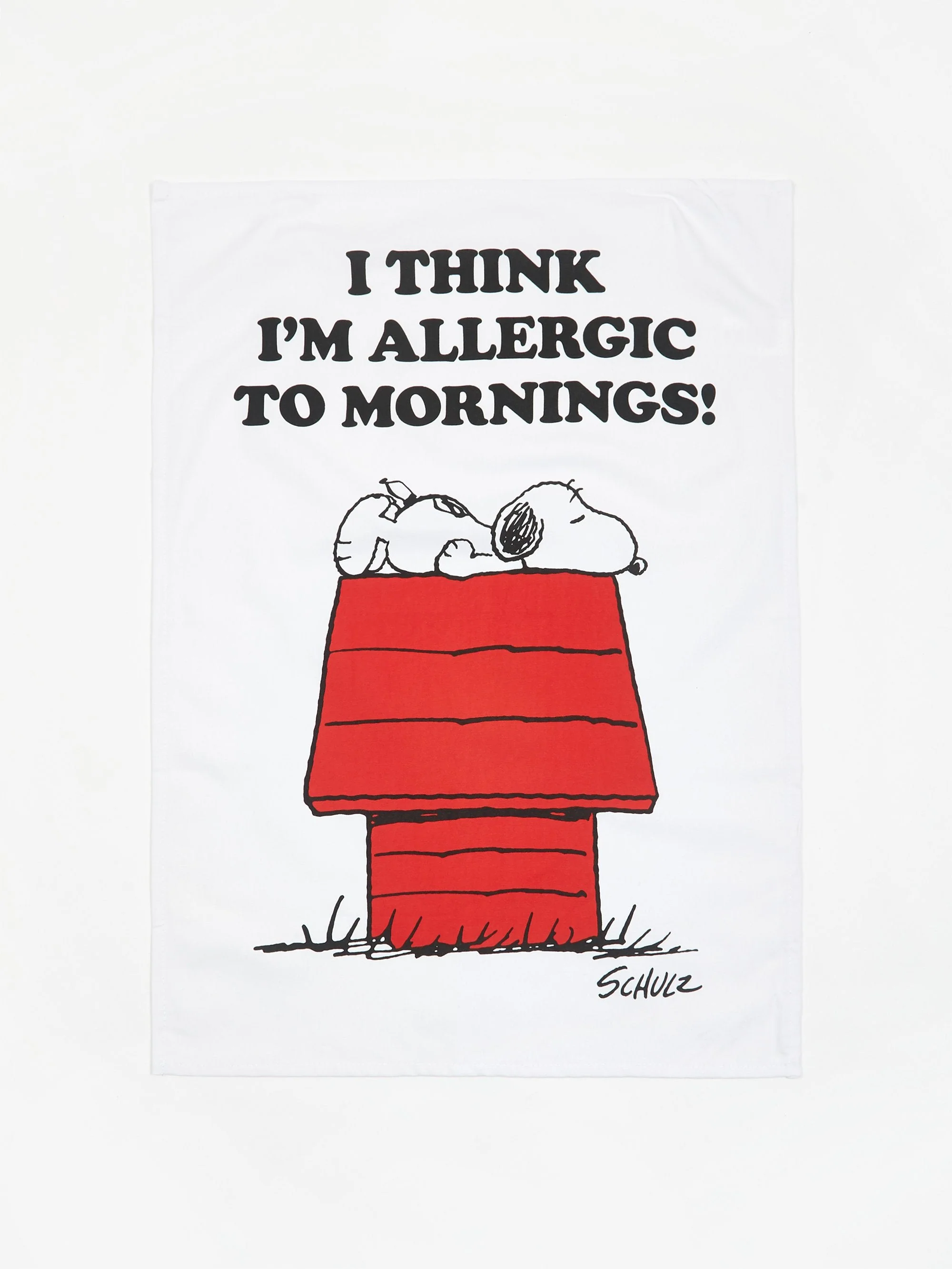 Peanuts Tea Towel - Allergic to Mornings - 70cmx50cm - Image 2