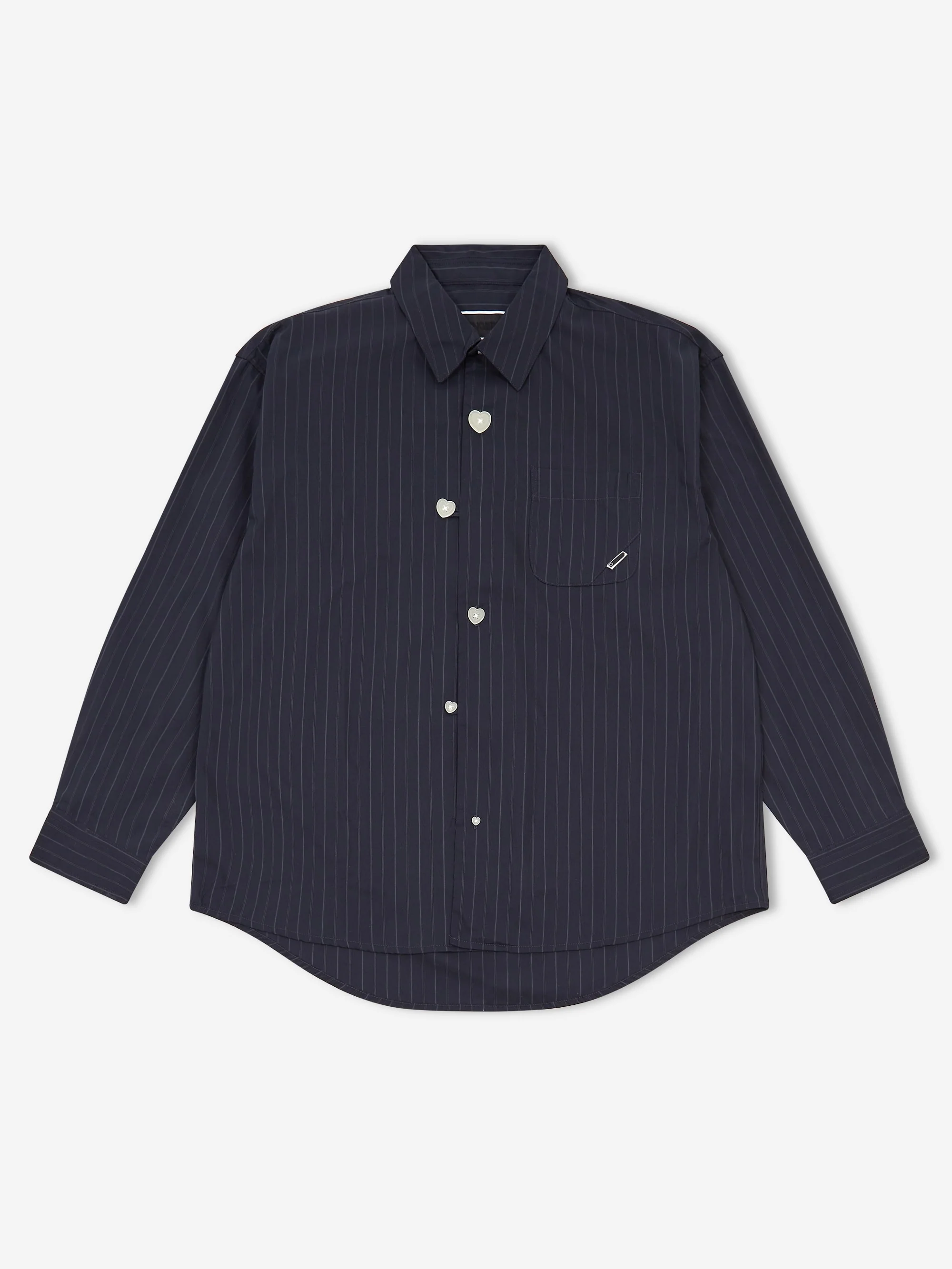 Phingerin Floating Heart Poplin Shirt - Black Pinstripe