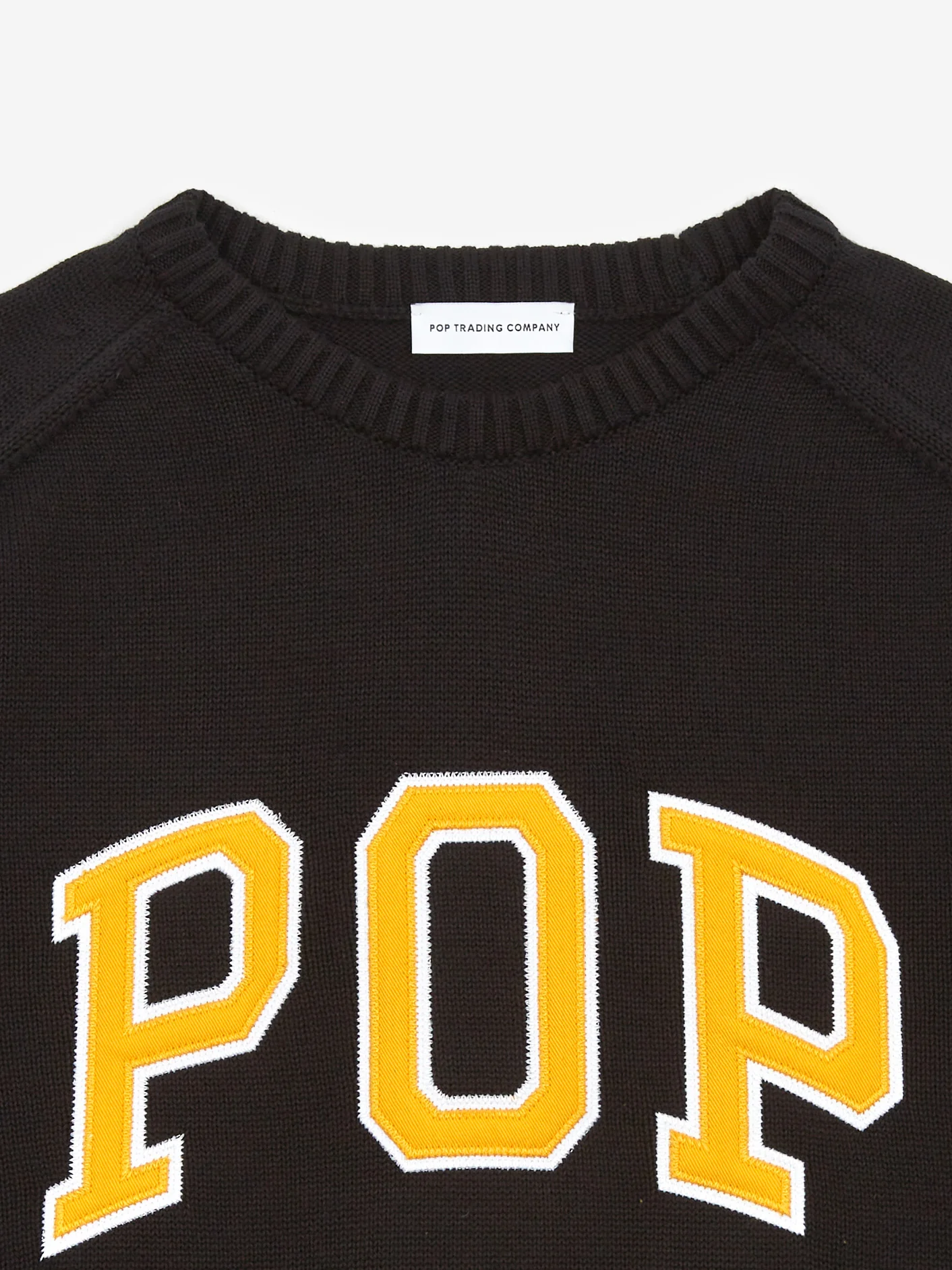 Pop Trading Company Arch Knitted Crewneck - Black - Image 2