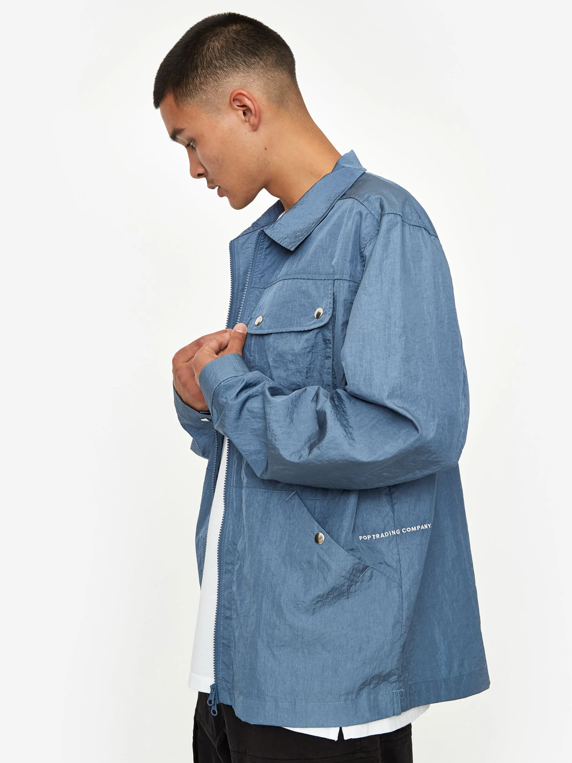 Pop Trading Company Big Pocket Shirt Jacket - Blue Shadow - Image 9