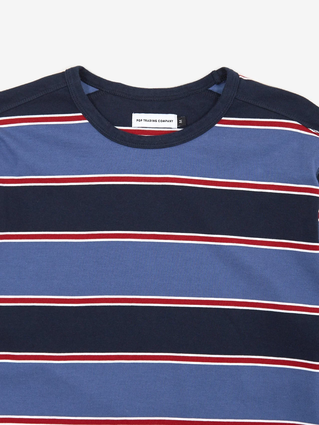 Pop Trading Company Striped Logo Long Sleeve T-Shirt - Coastal Fjord - Image 3