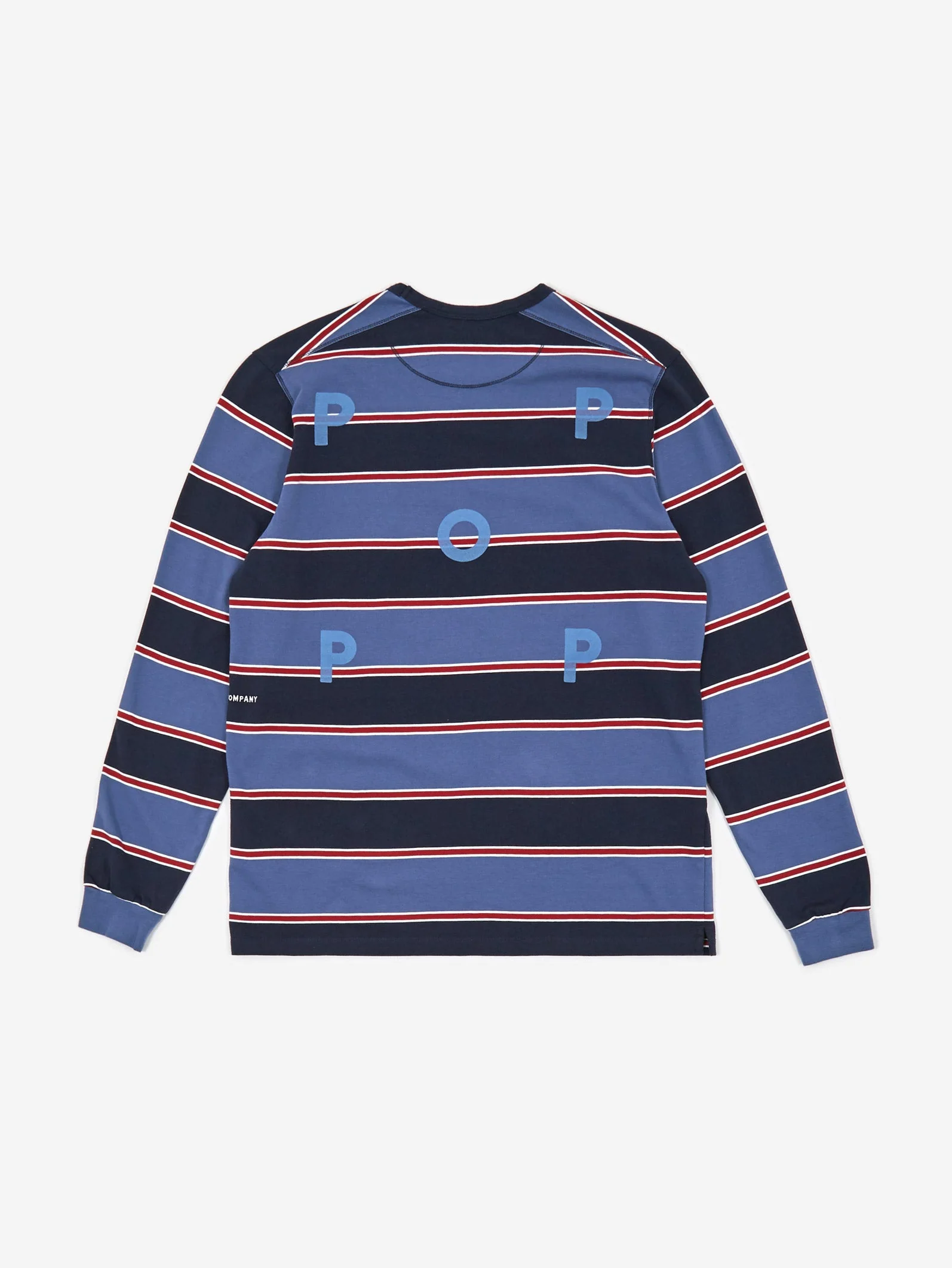 Pop Trading Company Striped Logo Long Sleeve T-Shirt - Coastal Fjord - Image 5