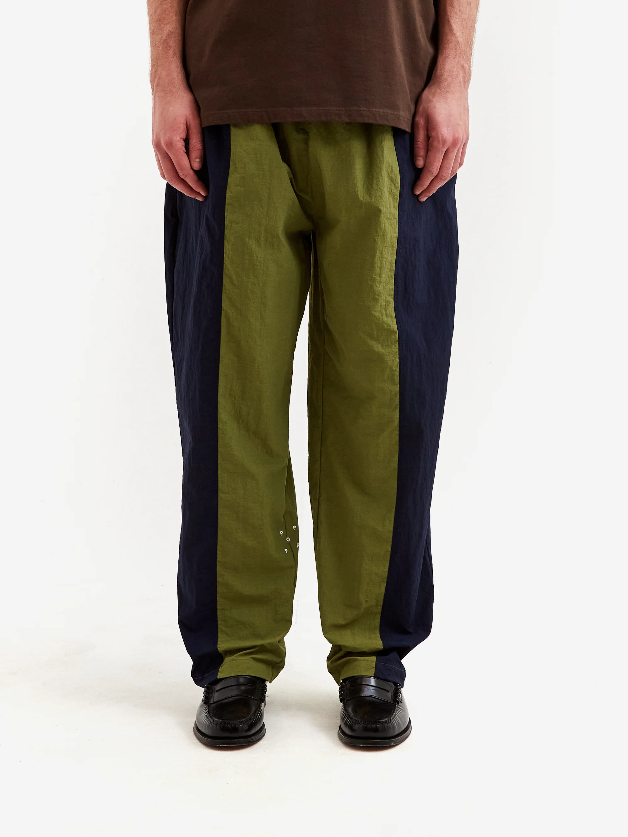 Pop Trading Company Two Tone Football Pant - Loden Green/Navy - Image 2