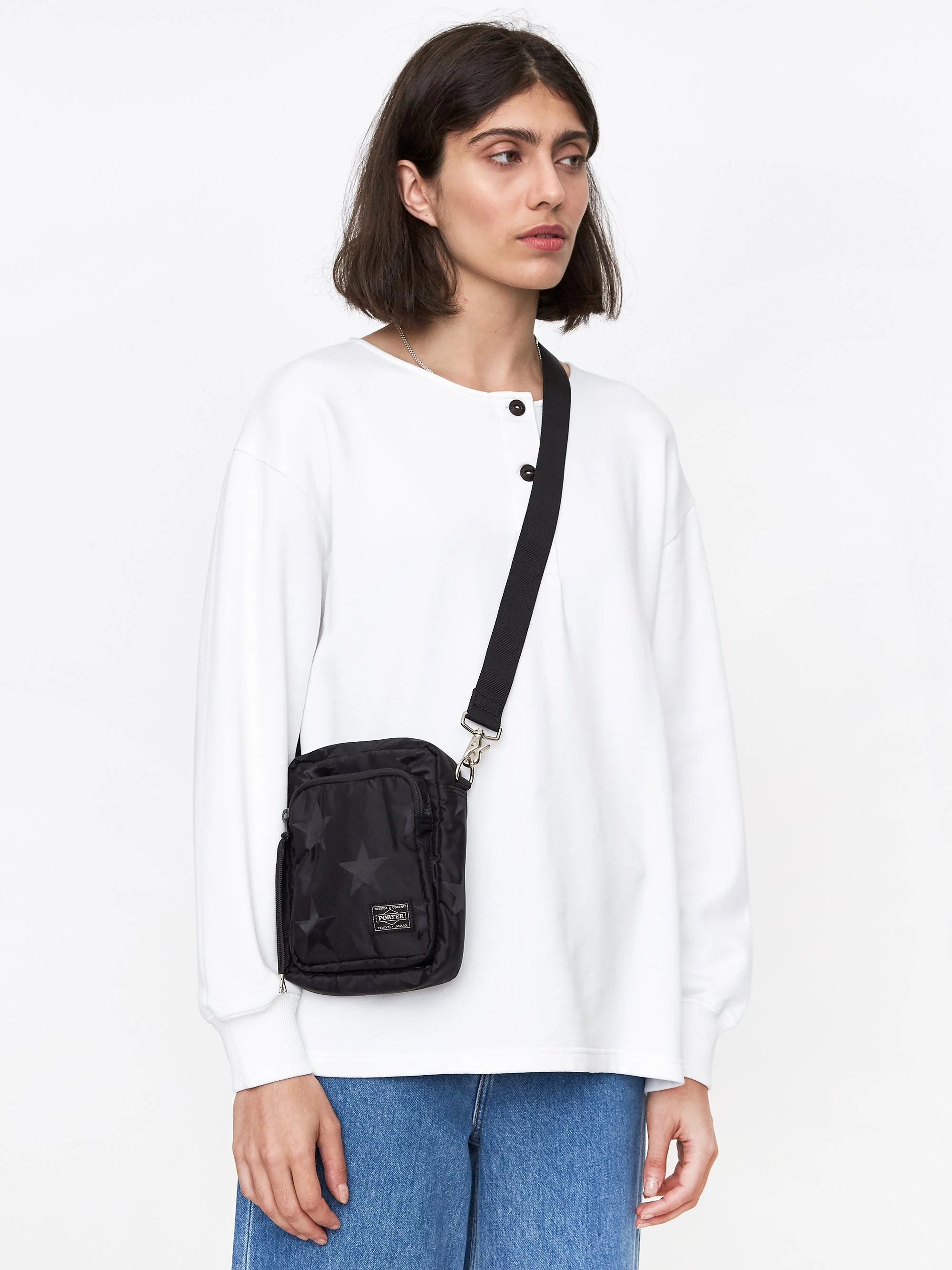 Porter - Yoshida & Co. Flag Shoulder Bag Vertical - Black - Image 7