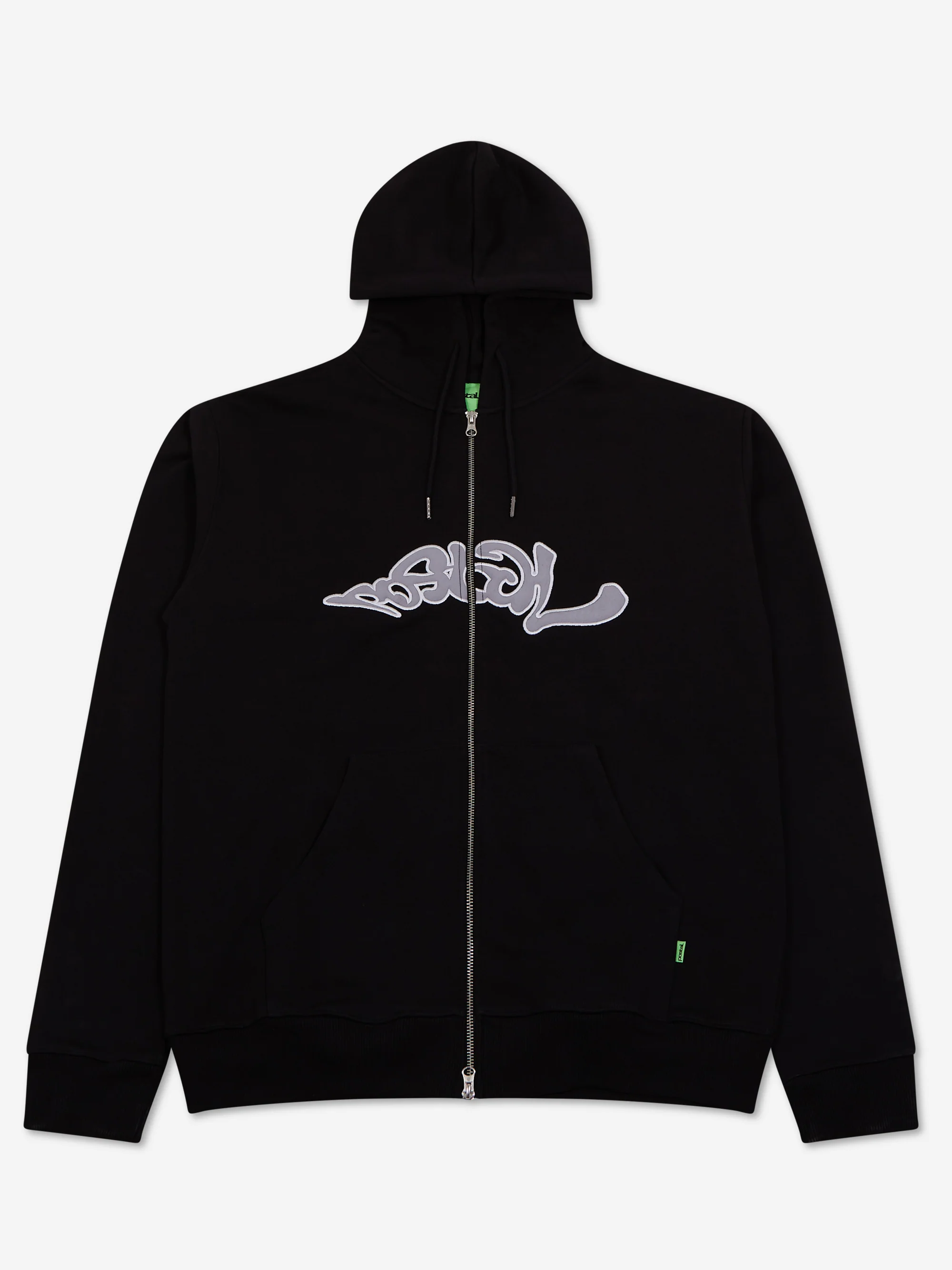 Postal Trip Applique Zip Through Hoodie - Black