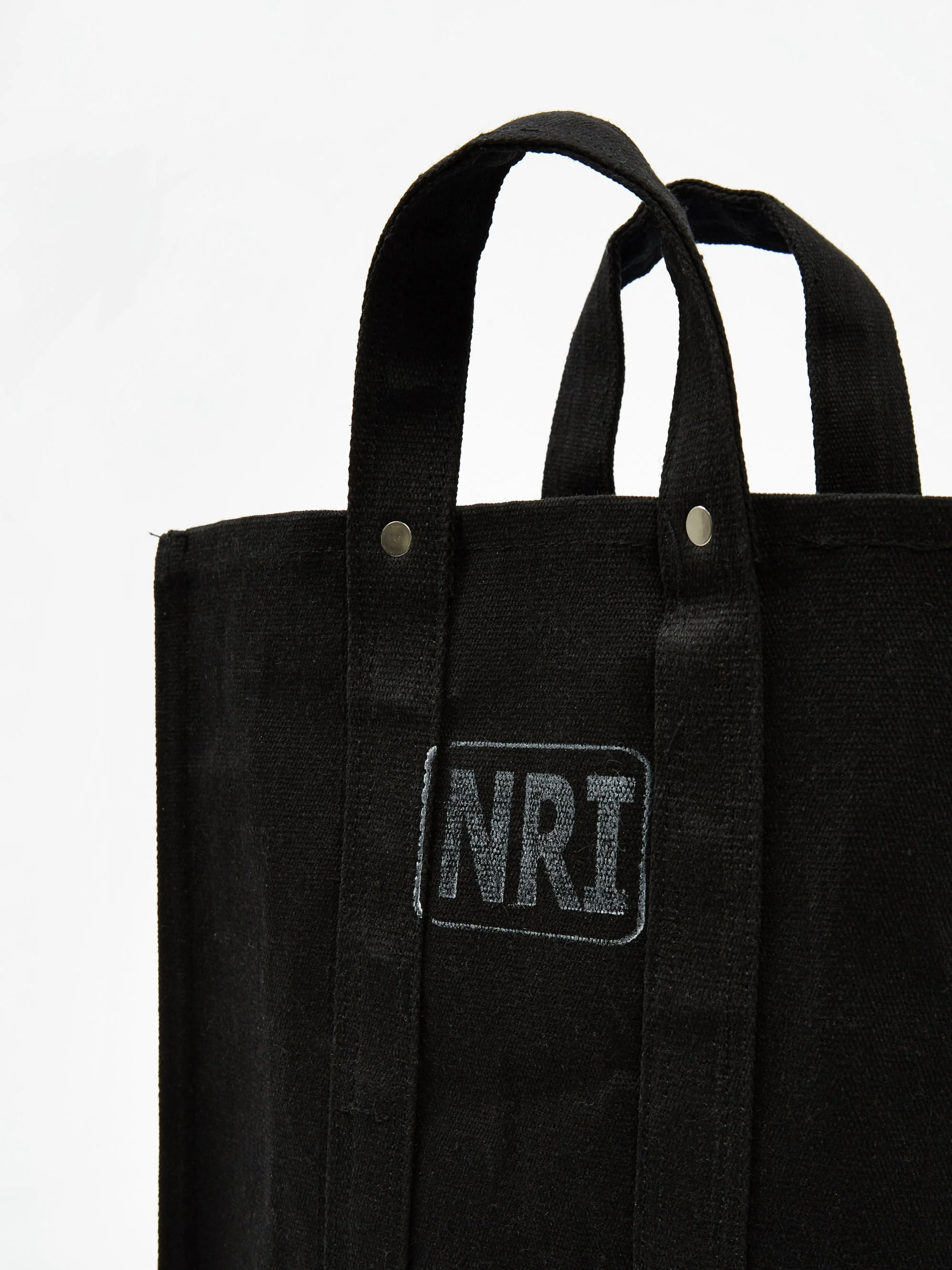 Puebco Labour Black Canvas Tote Bag - Small - Image 2