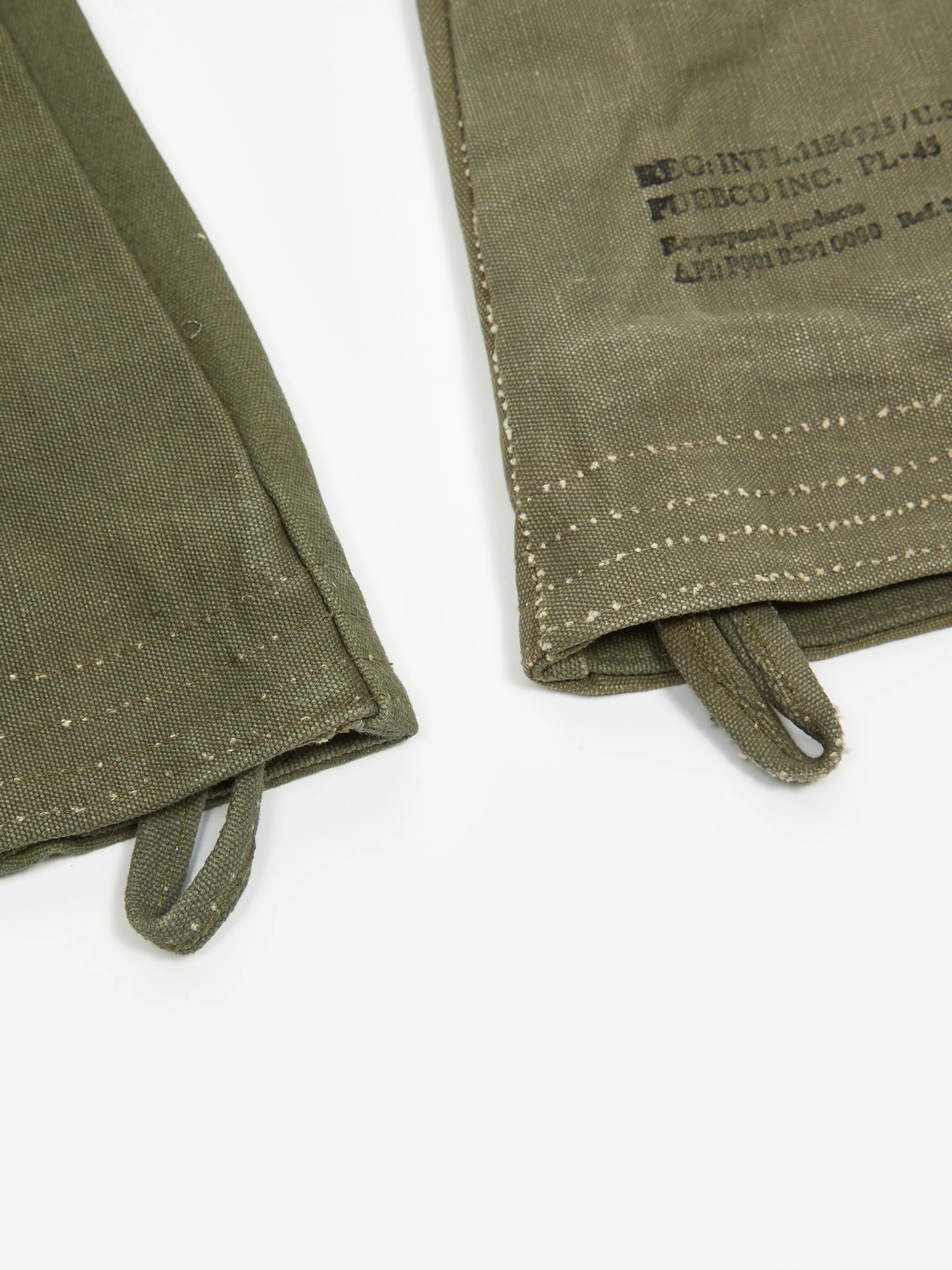 Puebco Vintage Tent Fabric Mittens Pair - Olive - Image 3