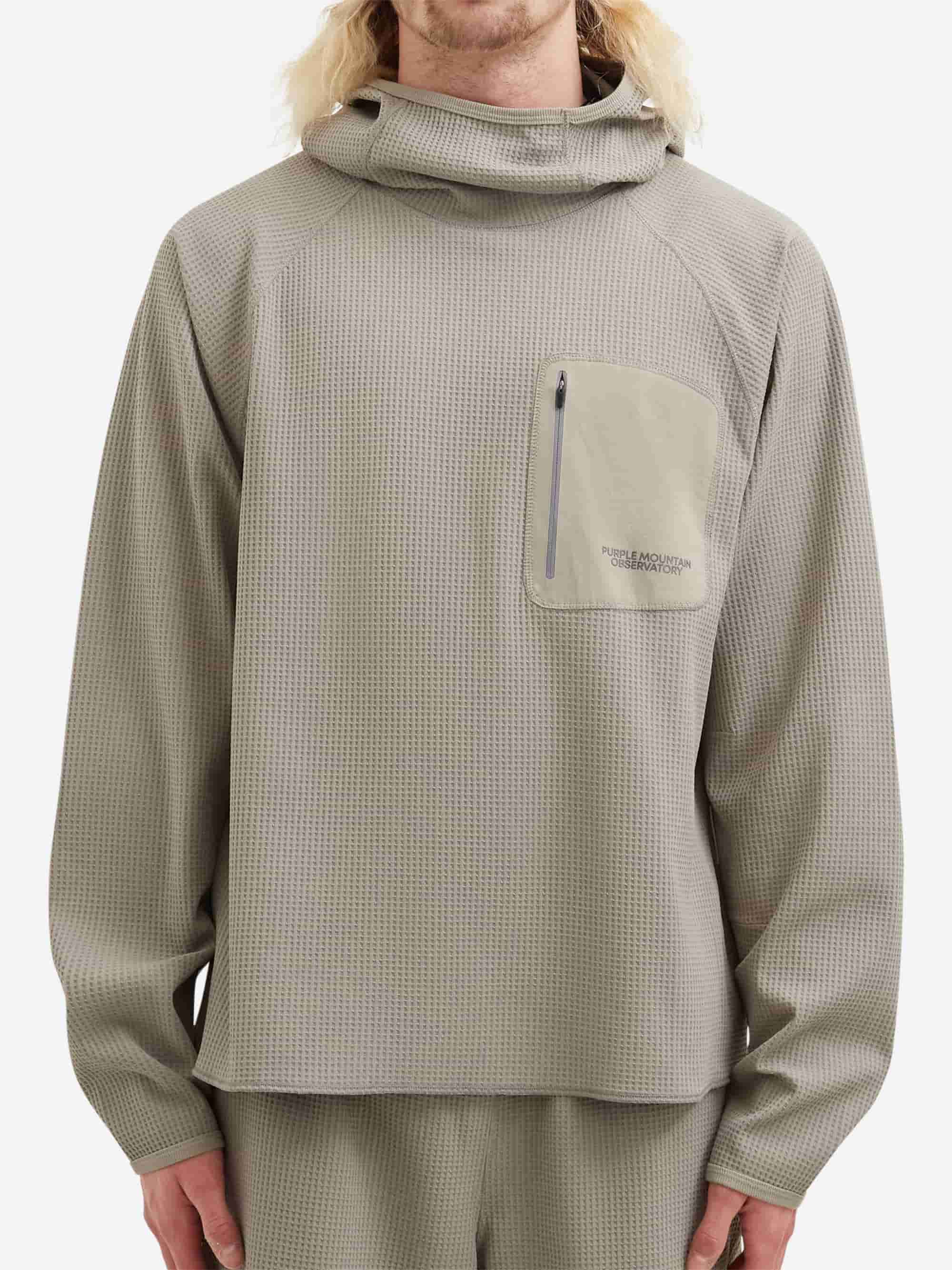 Purple Mountain Observatory Waffle Balaclava Hoodie - Concrete - Image 5