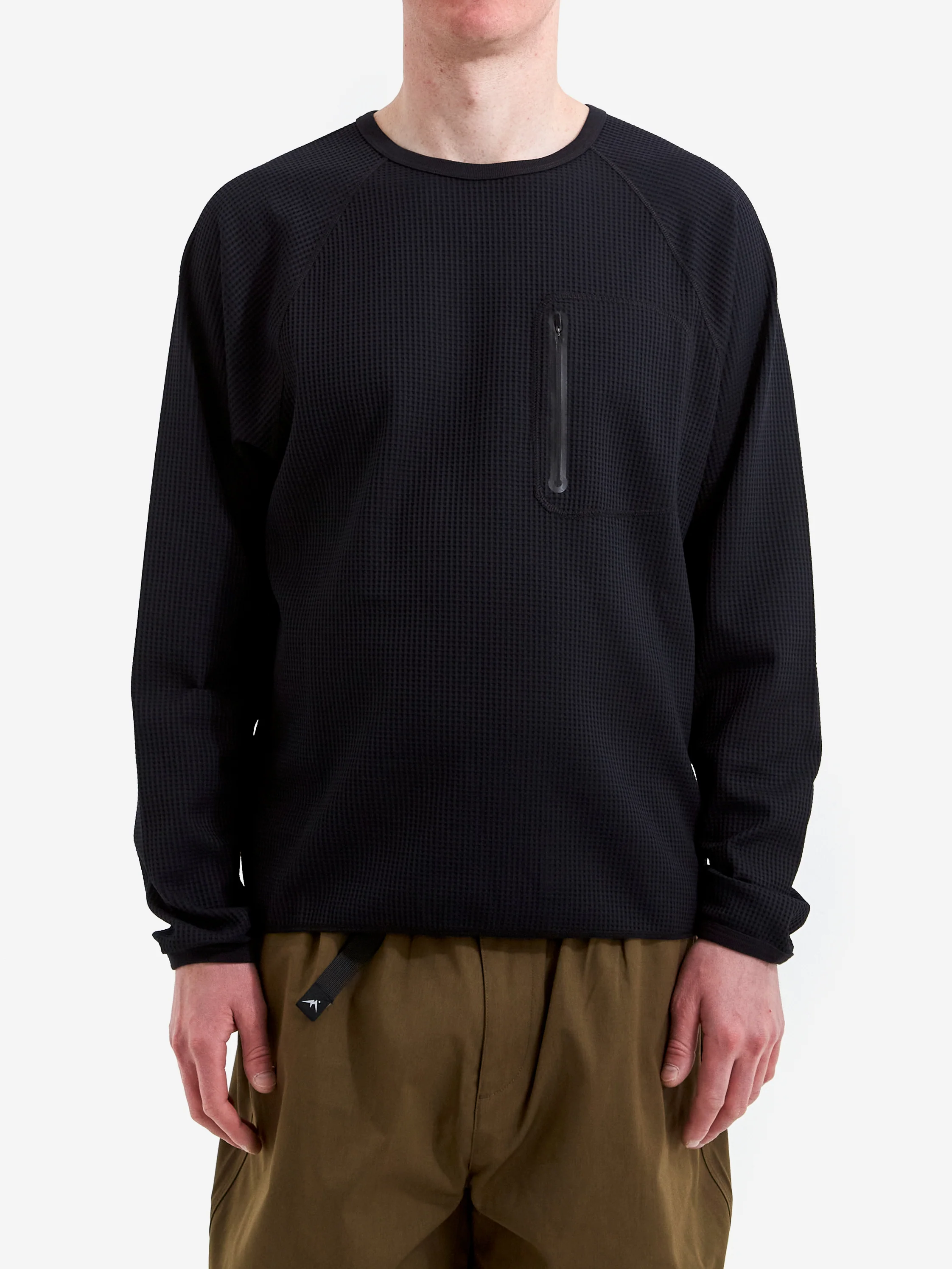 Purple Mountain Observatory Waffle LS Tee - Black - Image 2