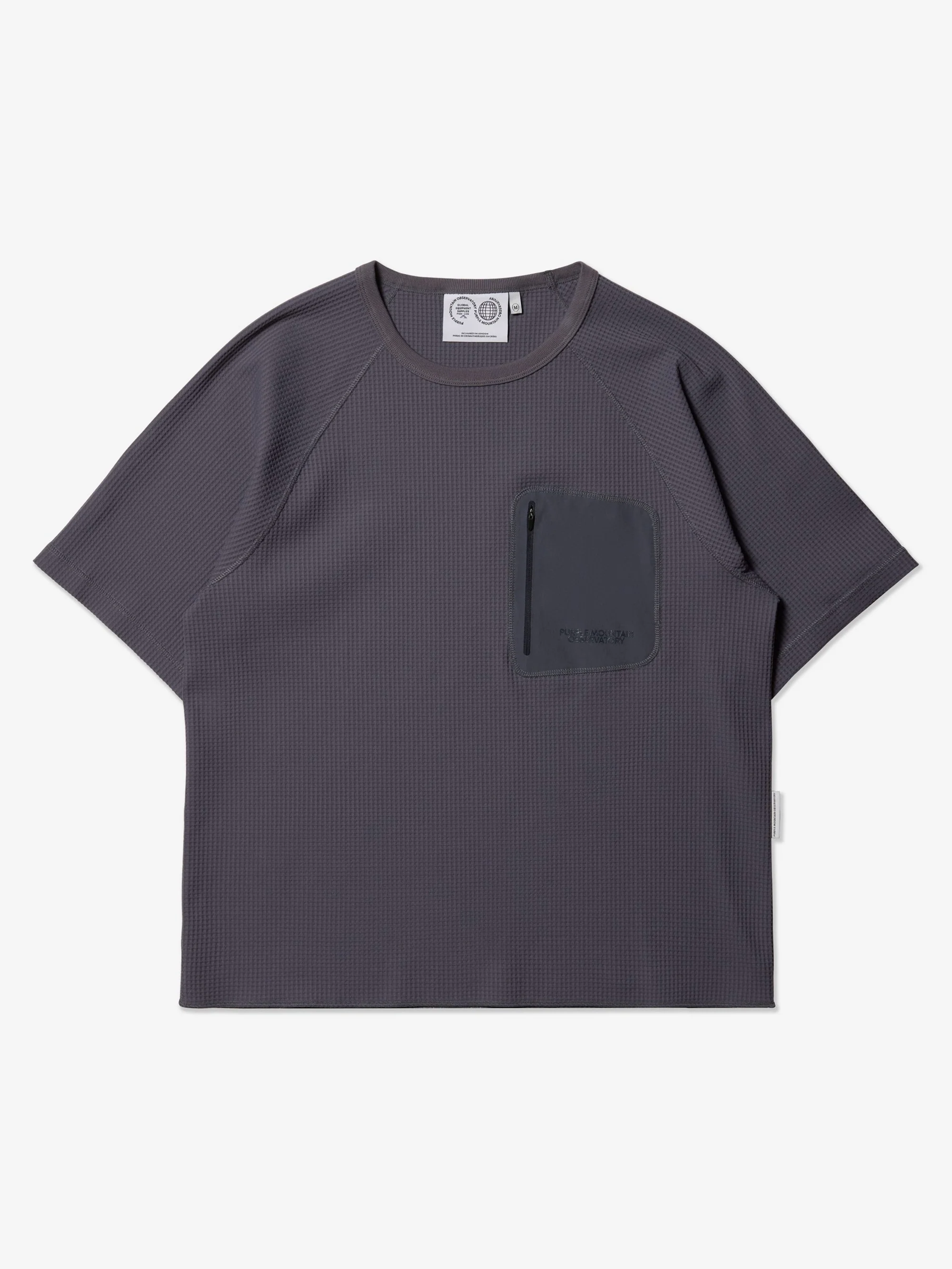 Purple Mountain Observatory Waffle Shortsleeve Crewneck - Charcoal