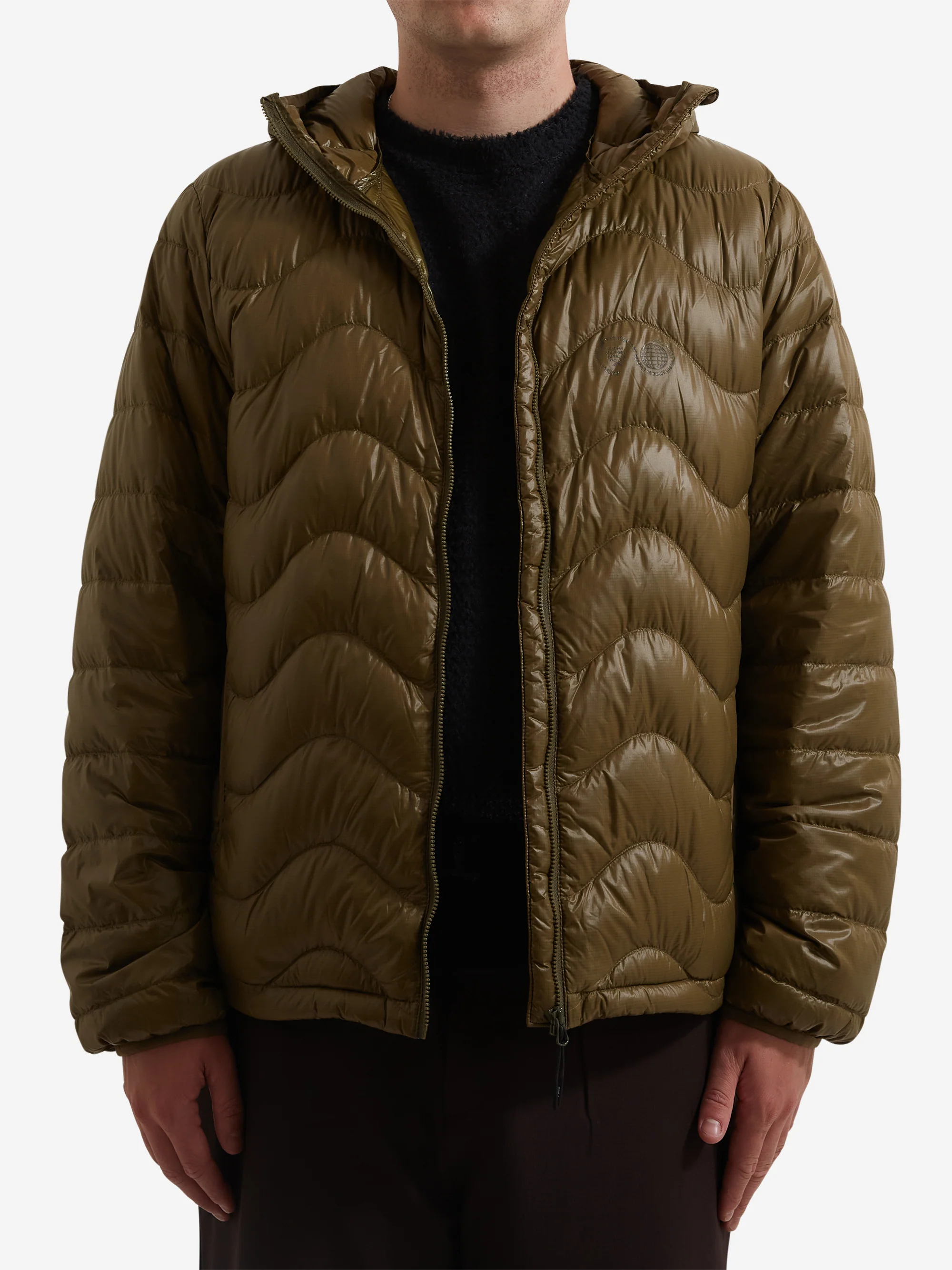 Purple Mountain Observatory Waves Hooded Puffer - Dark Olive - Image 2