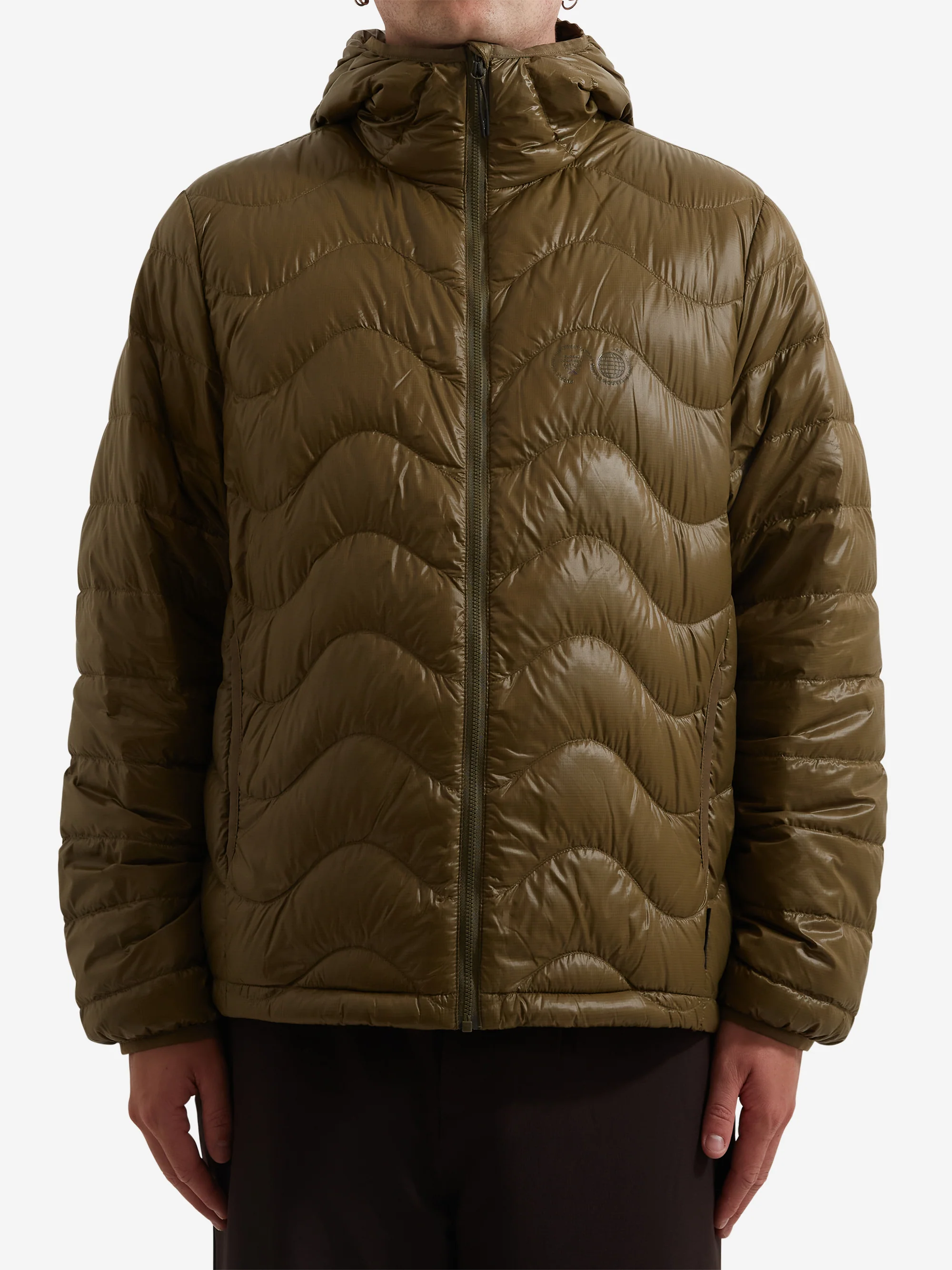 Purple Mountain Observatory Waves Hooded Puffer - Dark Olive - Image 4
