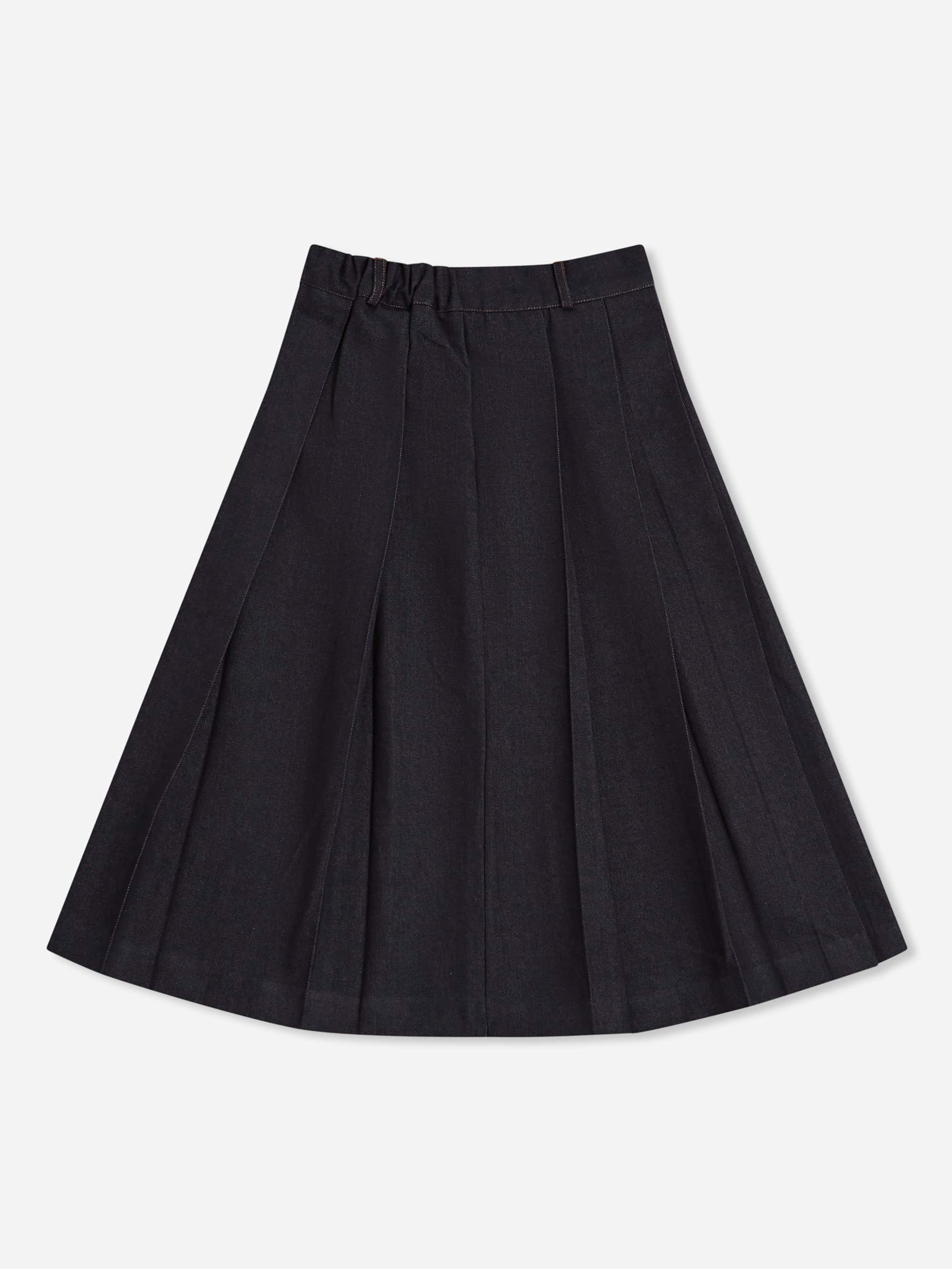 Estudio Niksen Raw Denim Pleated Skirt - Indigo - Image 4