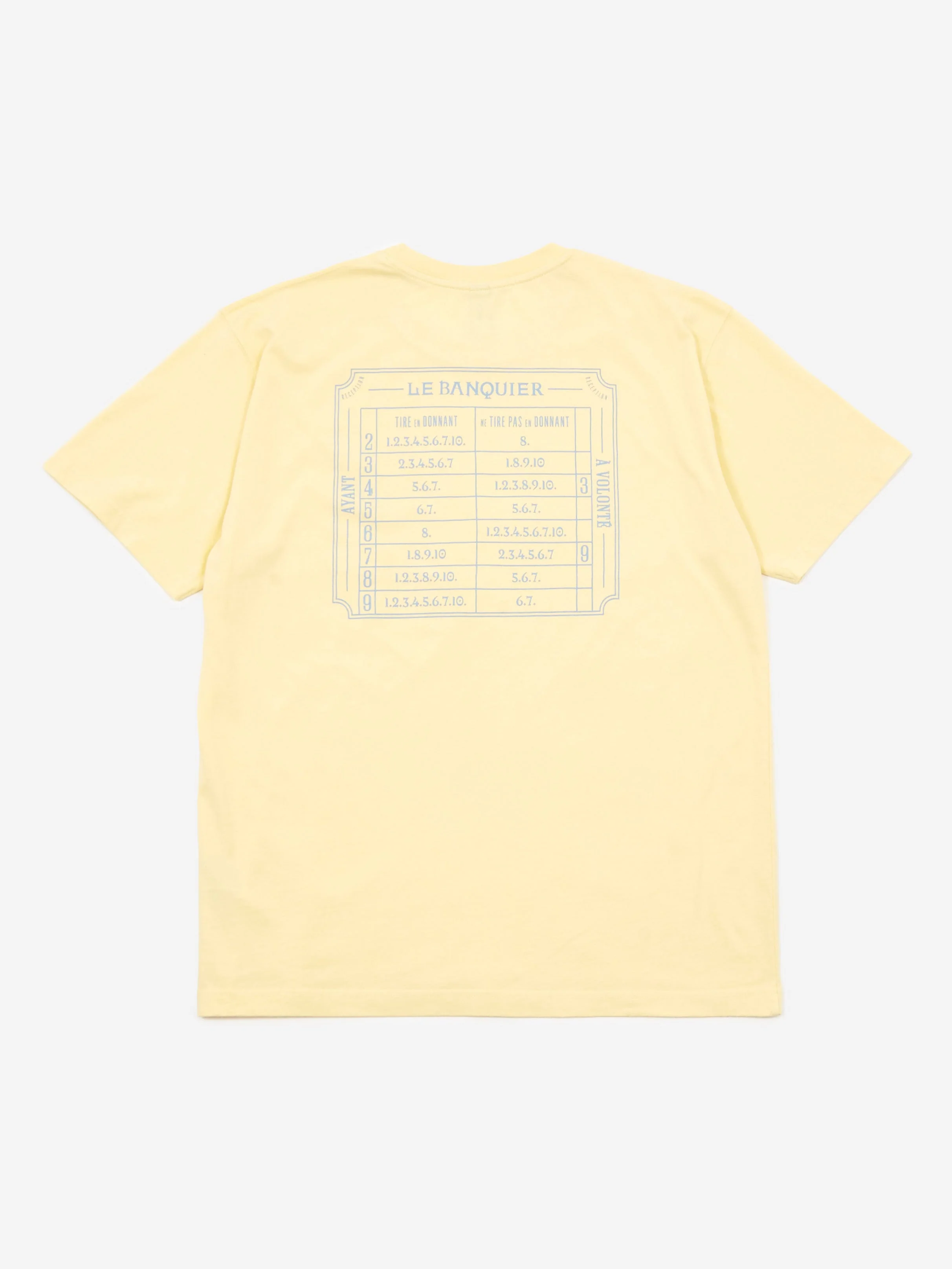 Reception Bank Short Sleeve T-Shirt - Pale Yellow - Image 2