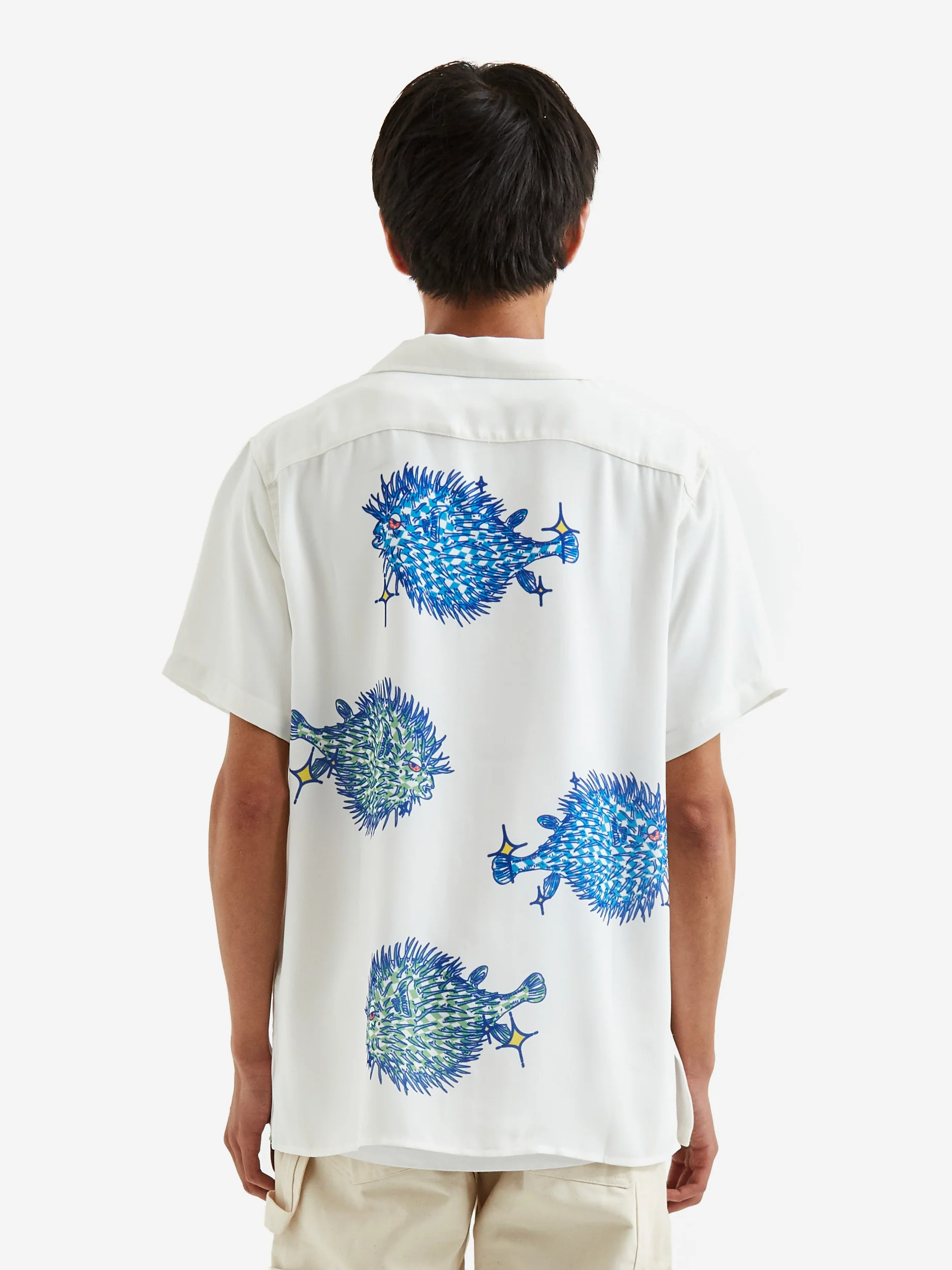 Reception Puffer Shortsleeve Bowling Shirt - White - Image 8