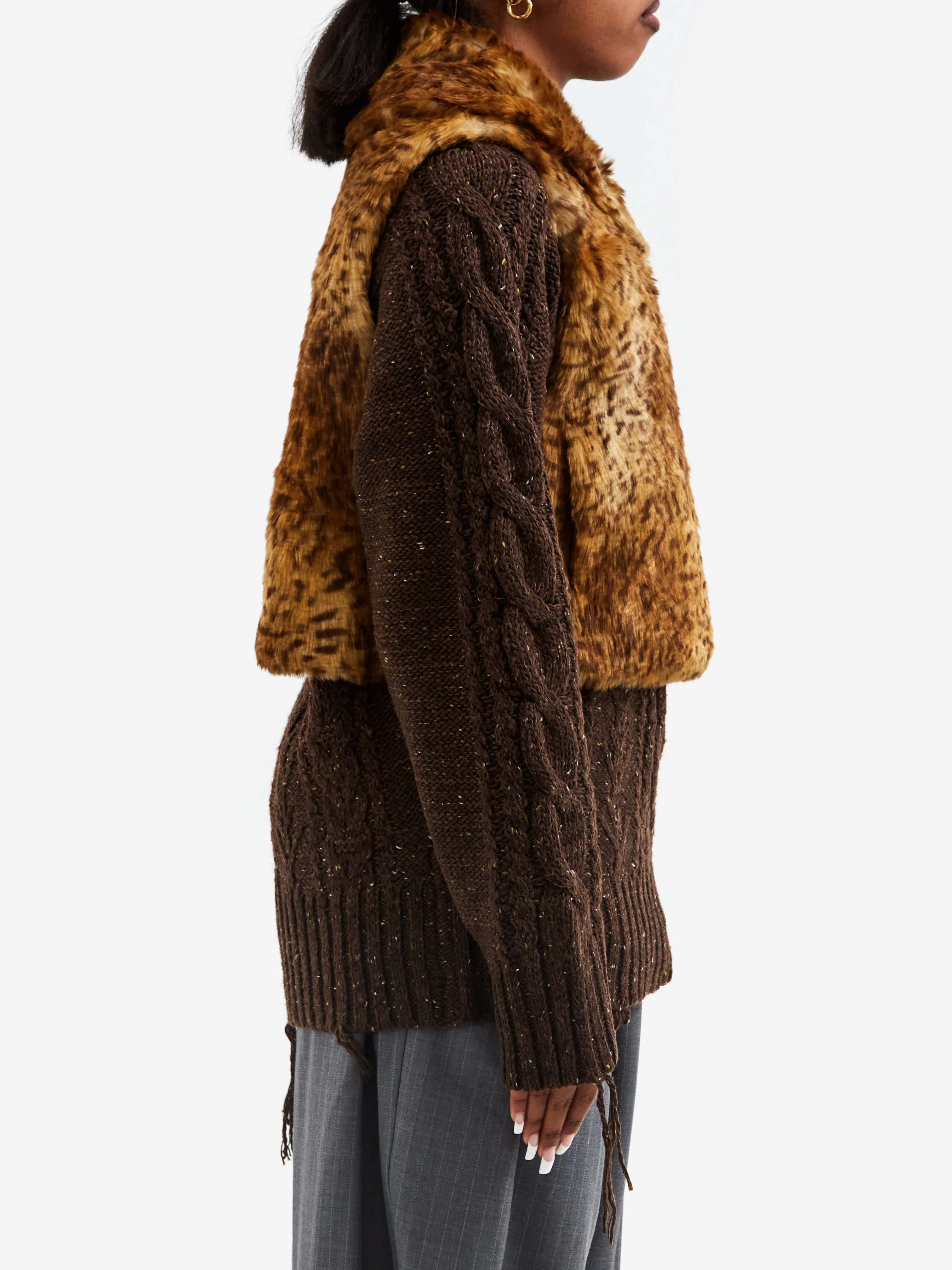 Rhodolirion Eco Fur Short Length Vest - Leopard - Image 3