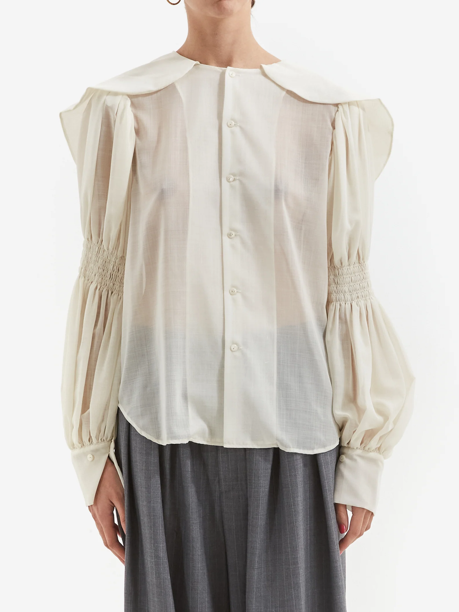 Rhodolirion Two-way Cape Collar Blouse - Natural - Image 2