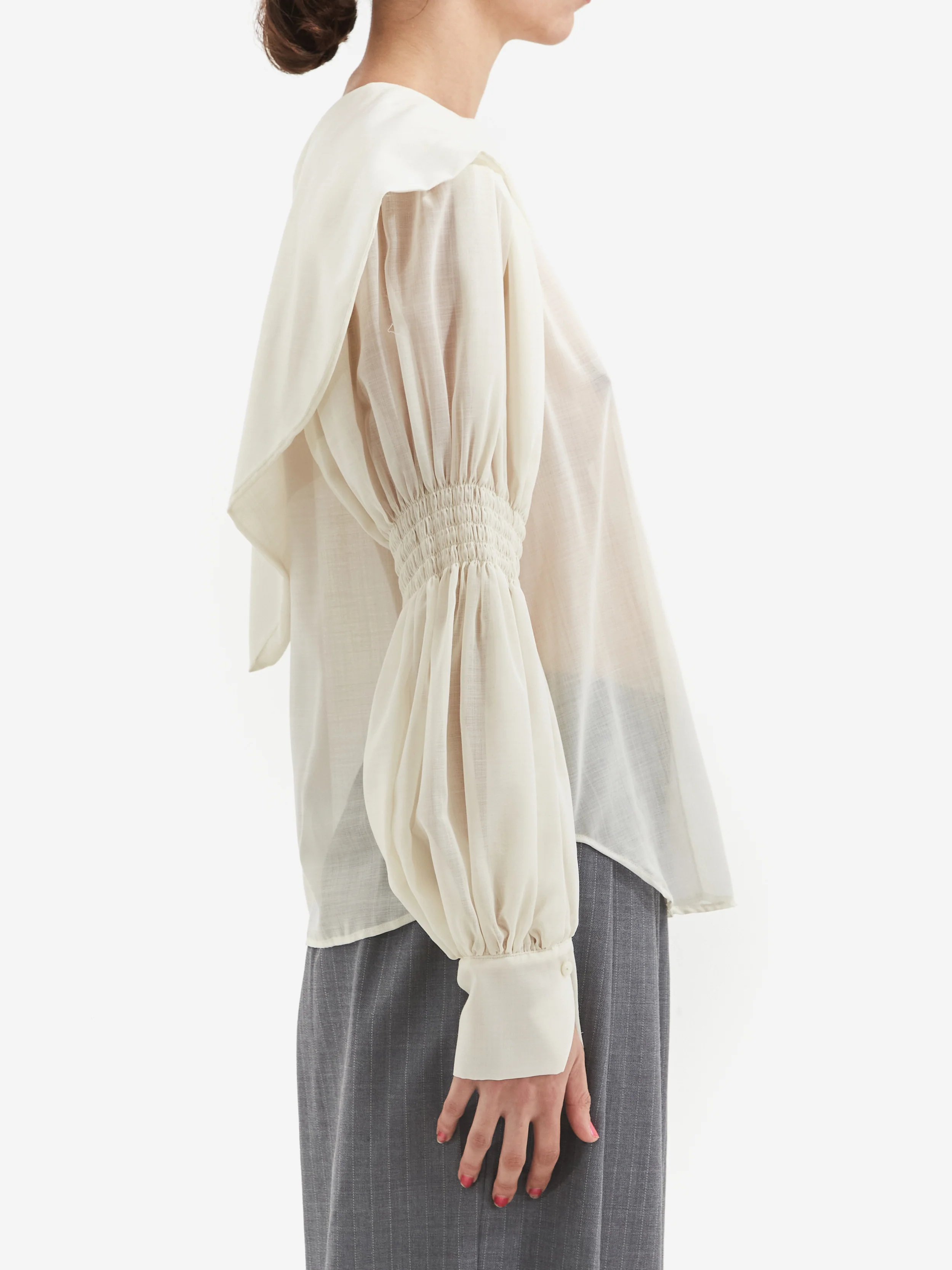 Rhodolirion Two-way Cape Collar Blouse - Natural - Image 5