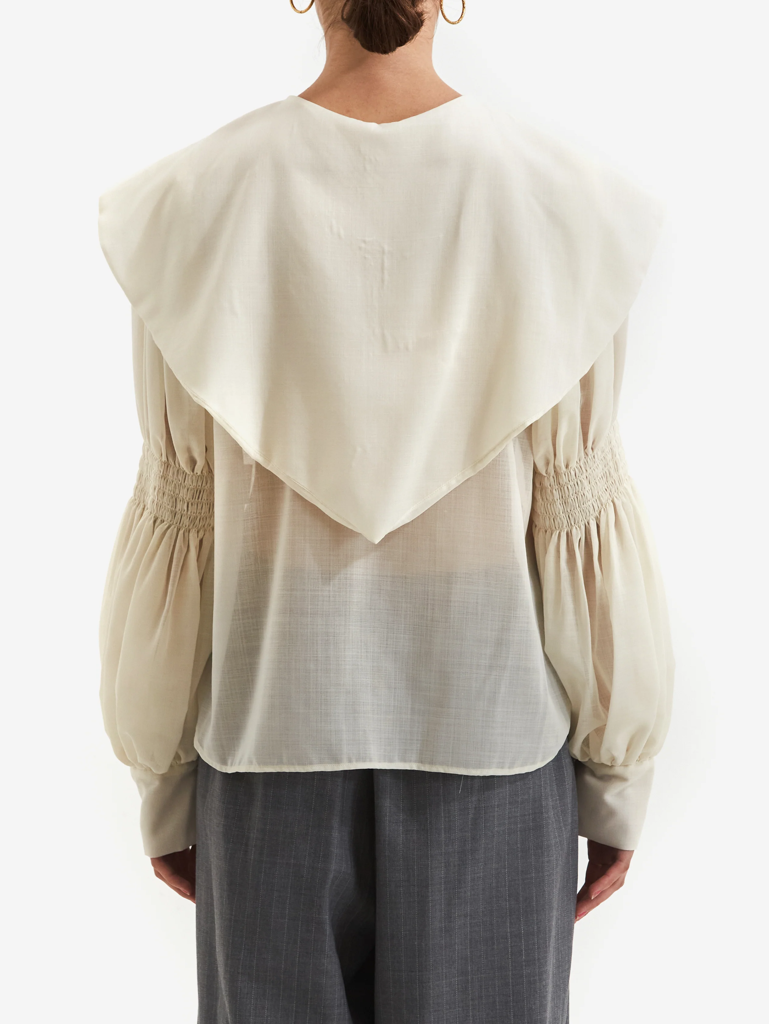 Rhodolirion Two-way Cape Collar Blouse - Natural - Image 6