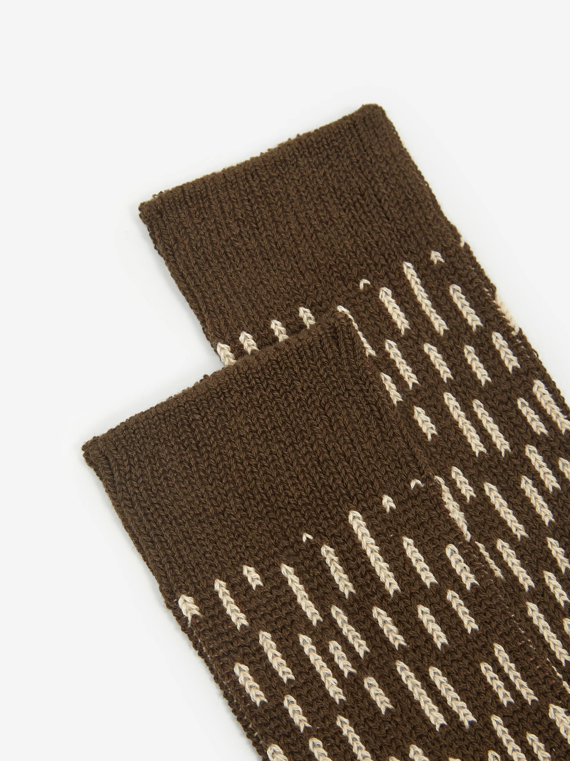 RoToTo R1431 Crew Sock W - Dark Brown/Ivory - Image 2