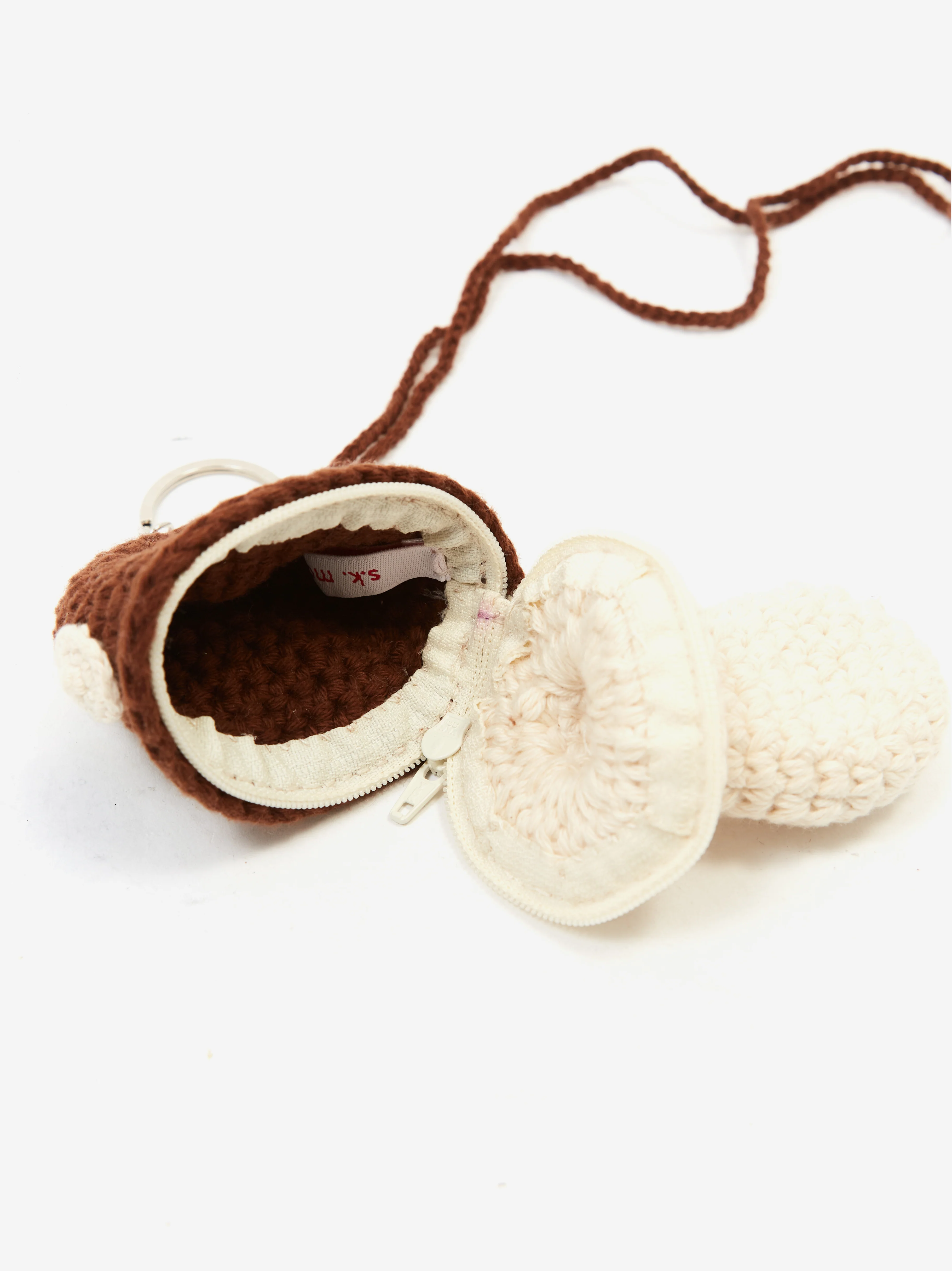s.k. manor hill Small Mushroom Keychain/Necklace - Brown Cotton - Image 2