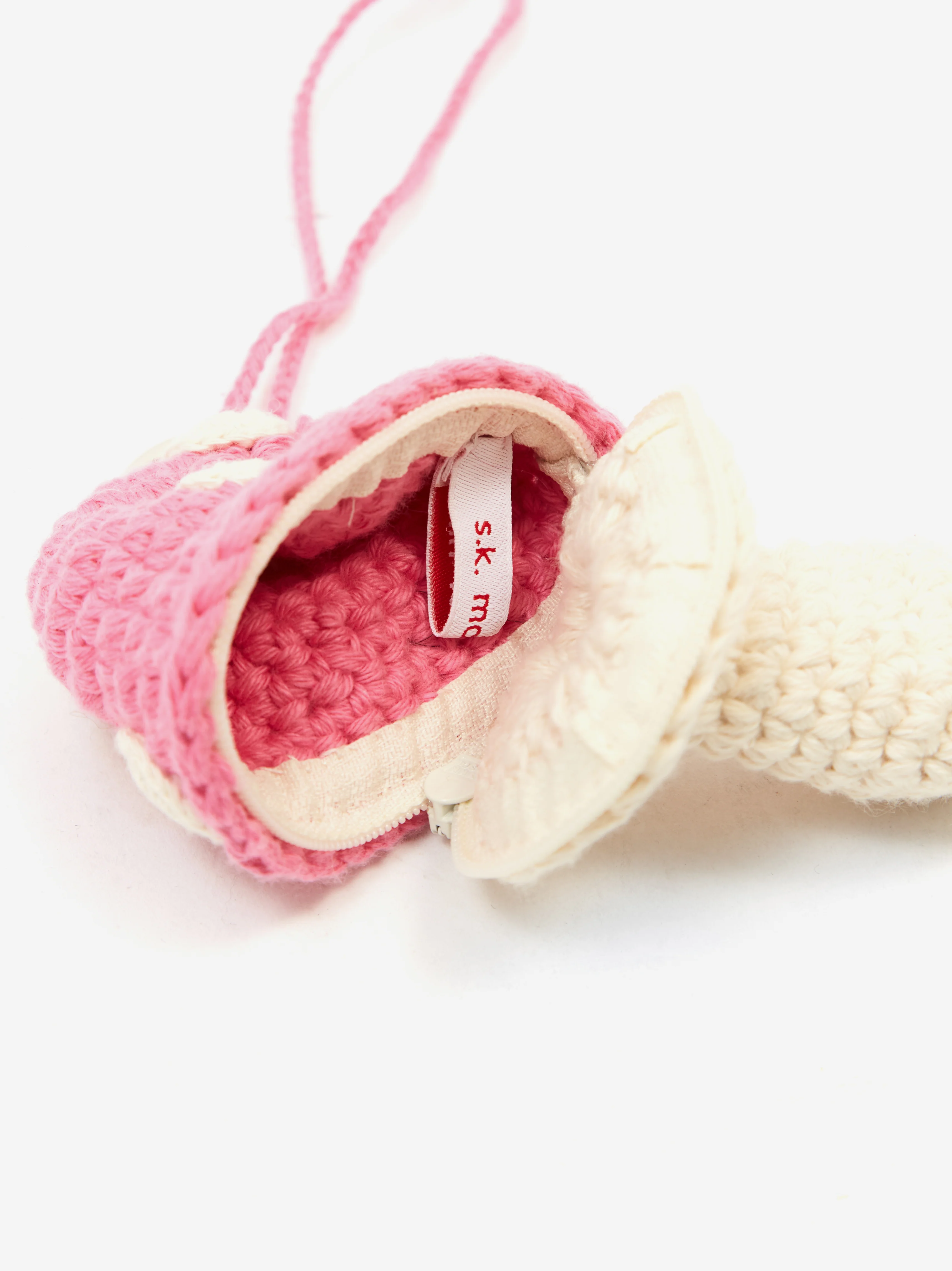 s.k. manor hill Small Mushroom Keychain/Necklace - Pink Cotton - Image 2