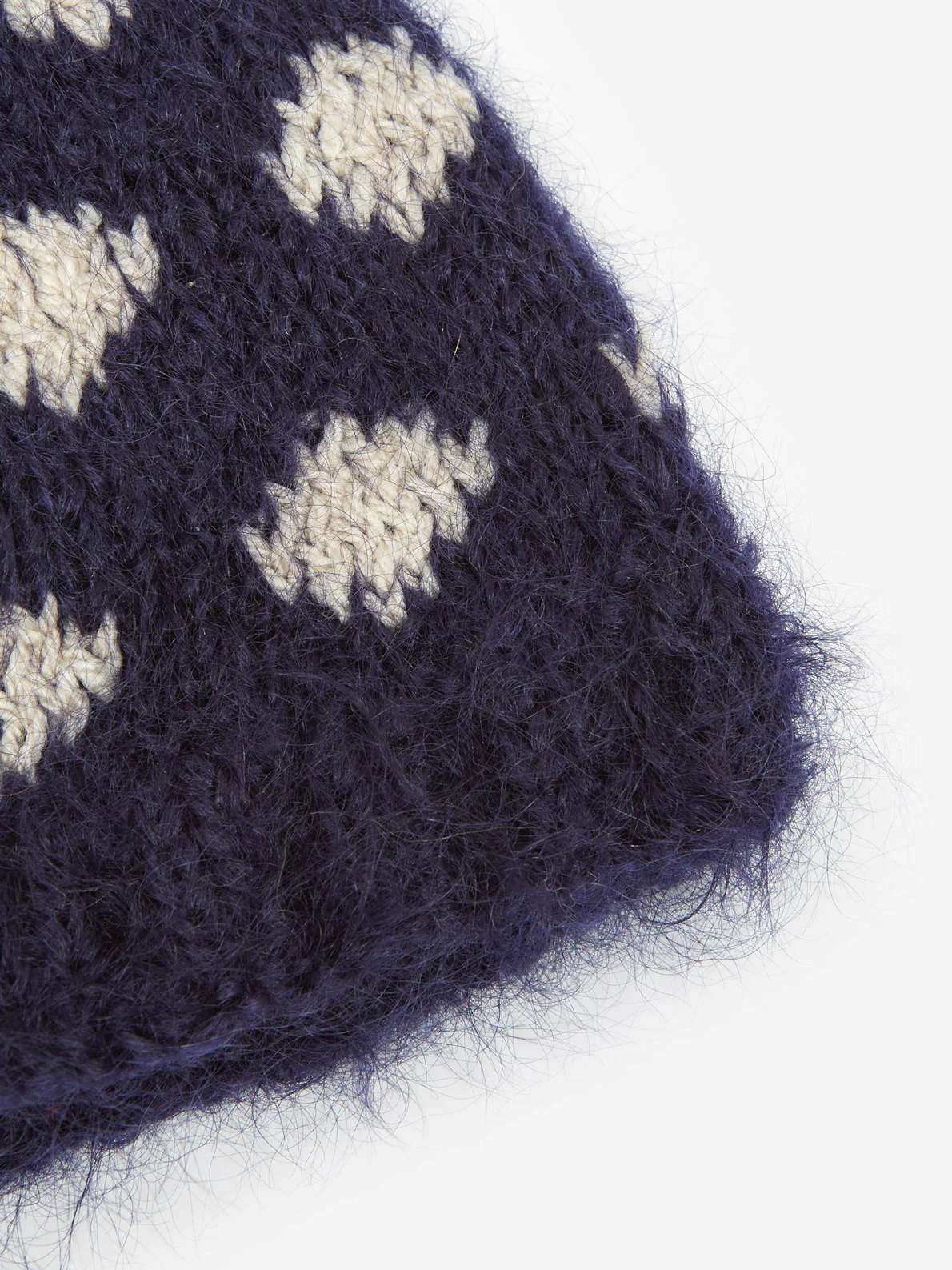 Sam Pomeroy Polkadot Mohair Beanie - Navy/Cream - Image 4