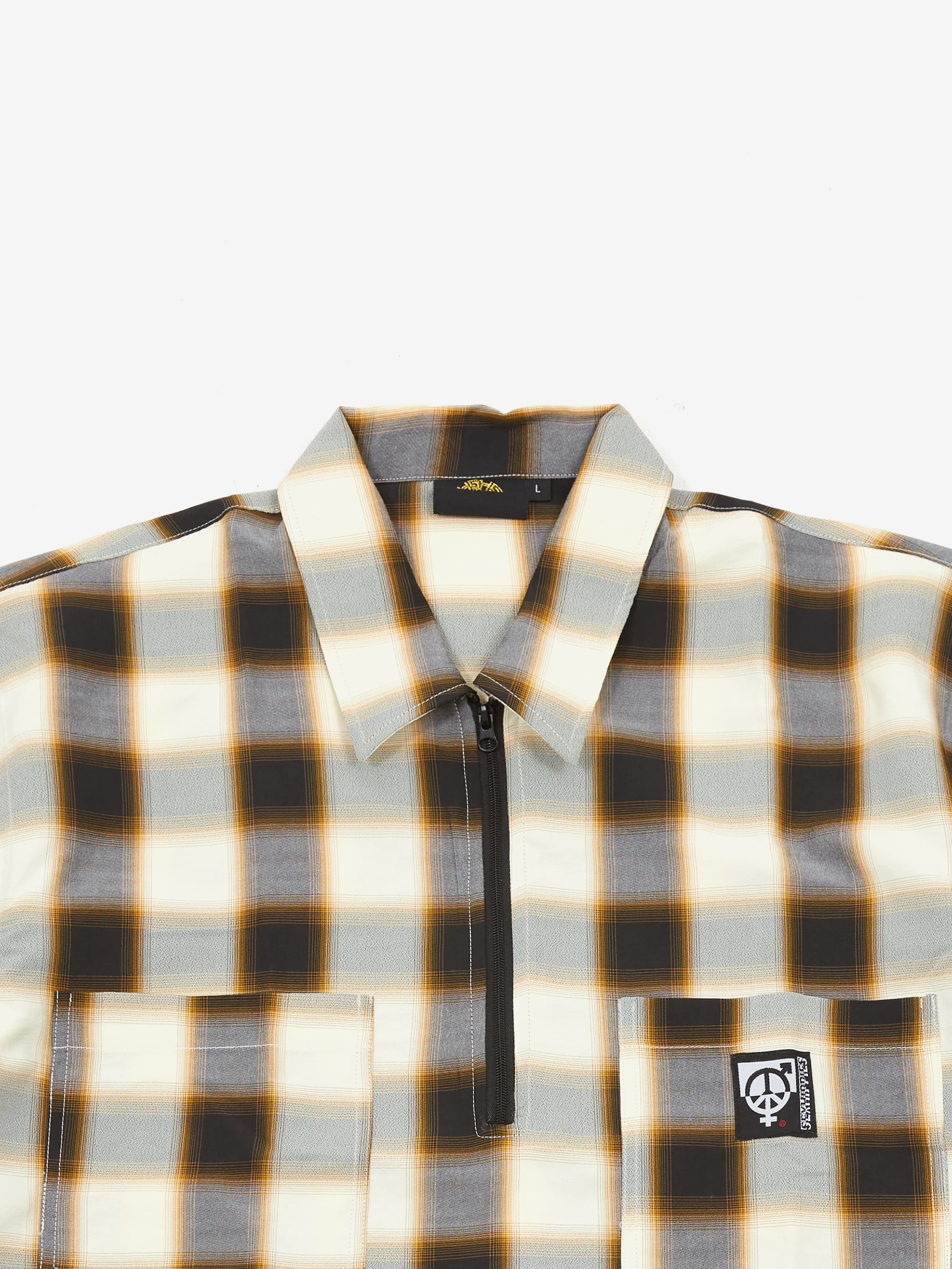 Sexhippies Half Zippier Shirt - Off White/Black - Image 3